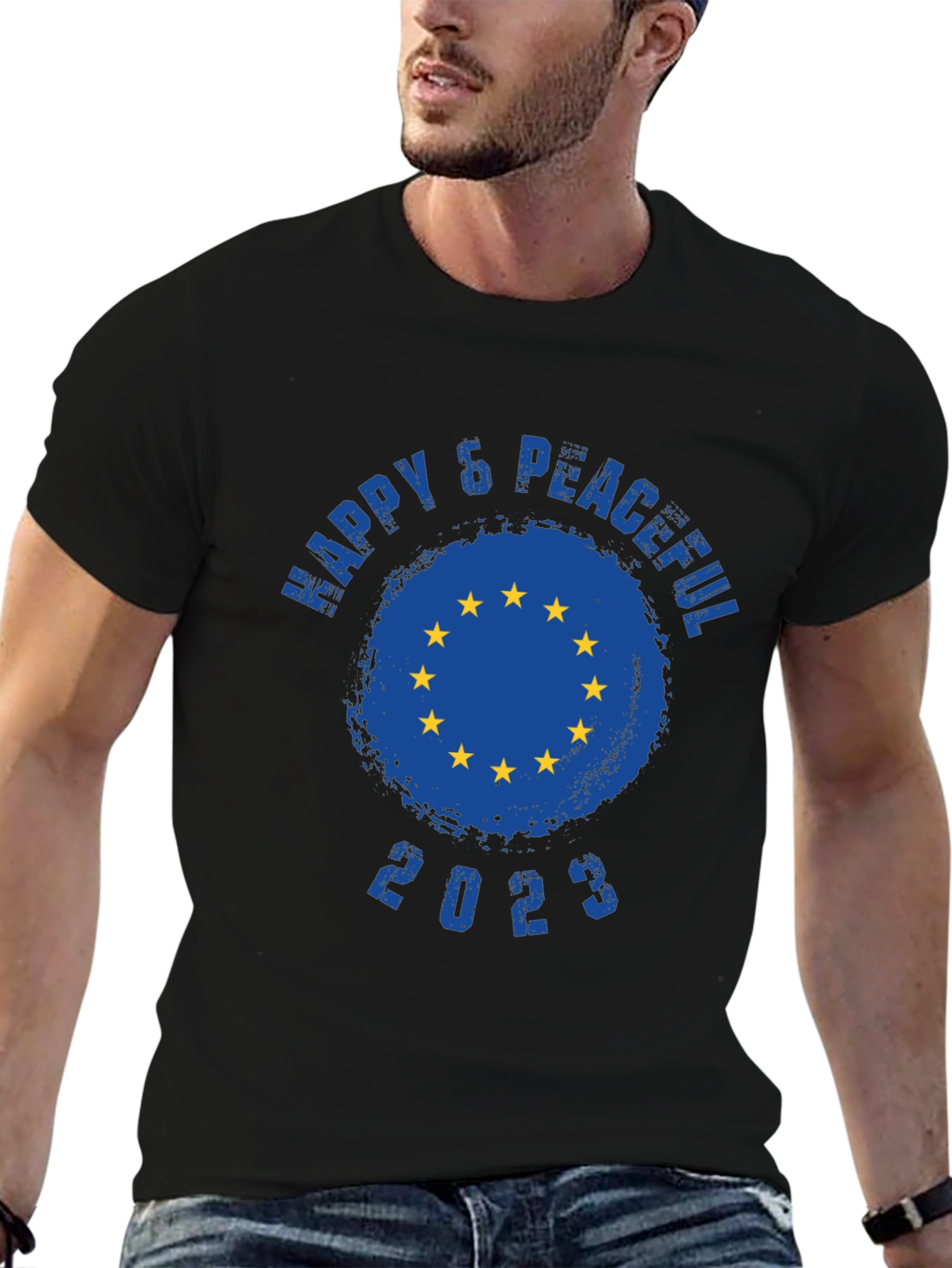 Happy & Peaceful 2023 EU Flag T-Shirt