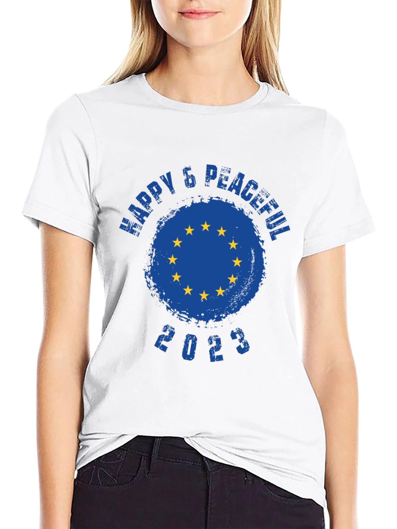 Happy & Peaceful 2023 EU Flag T-Shirt