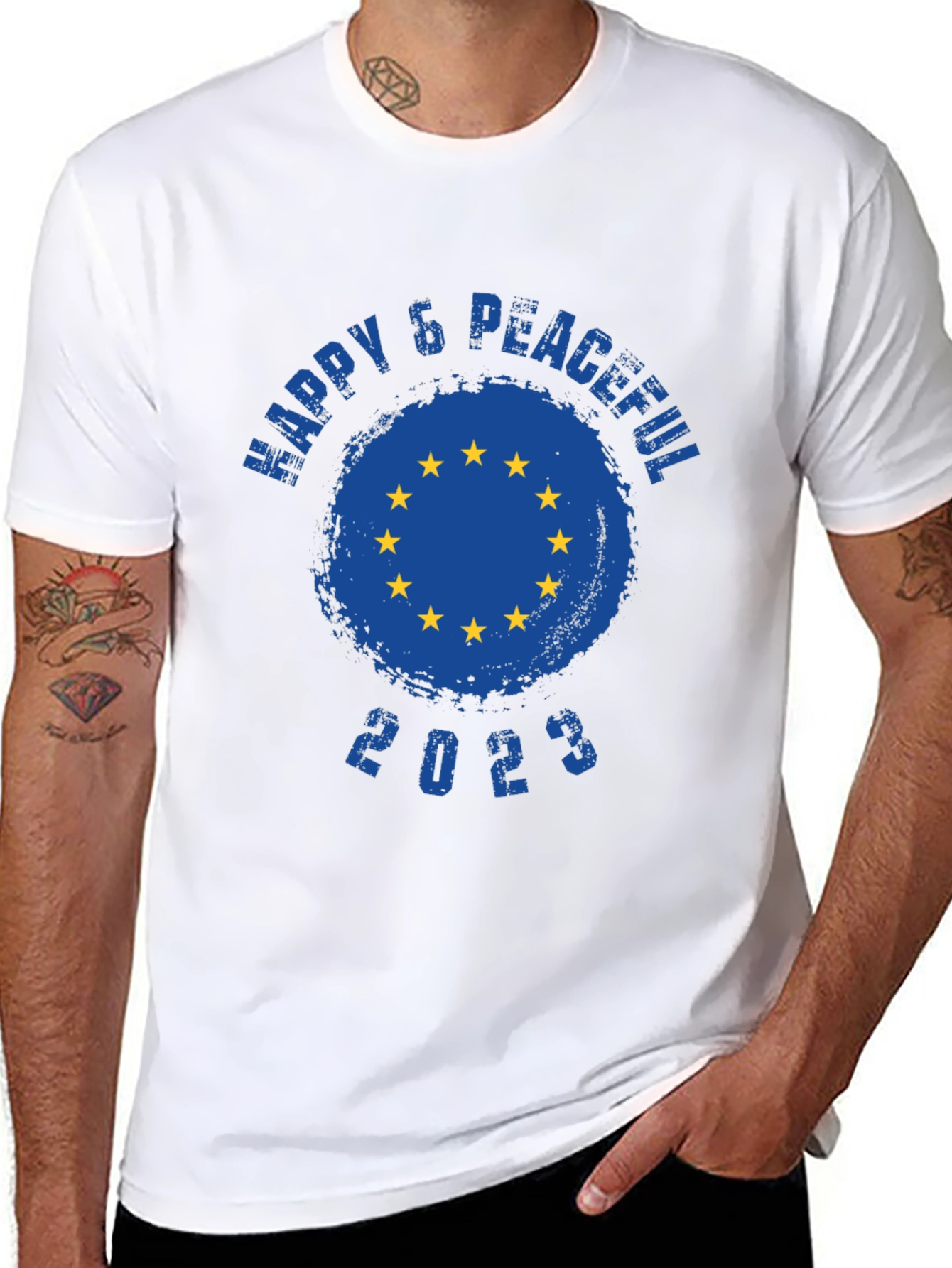 Happy & Peaceful 2023 EU Flag T-Shirt