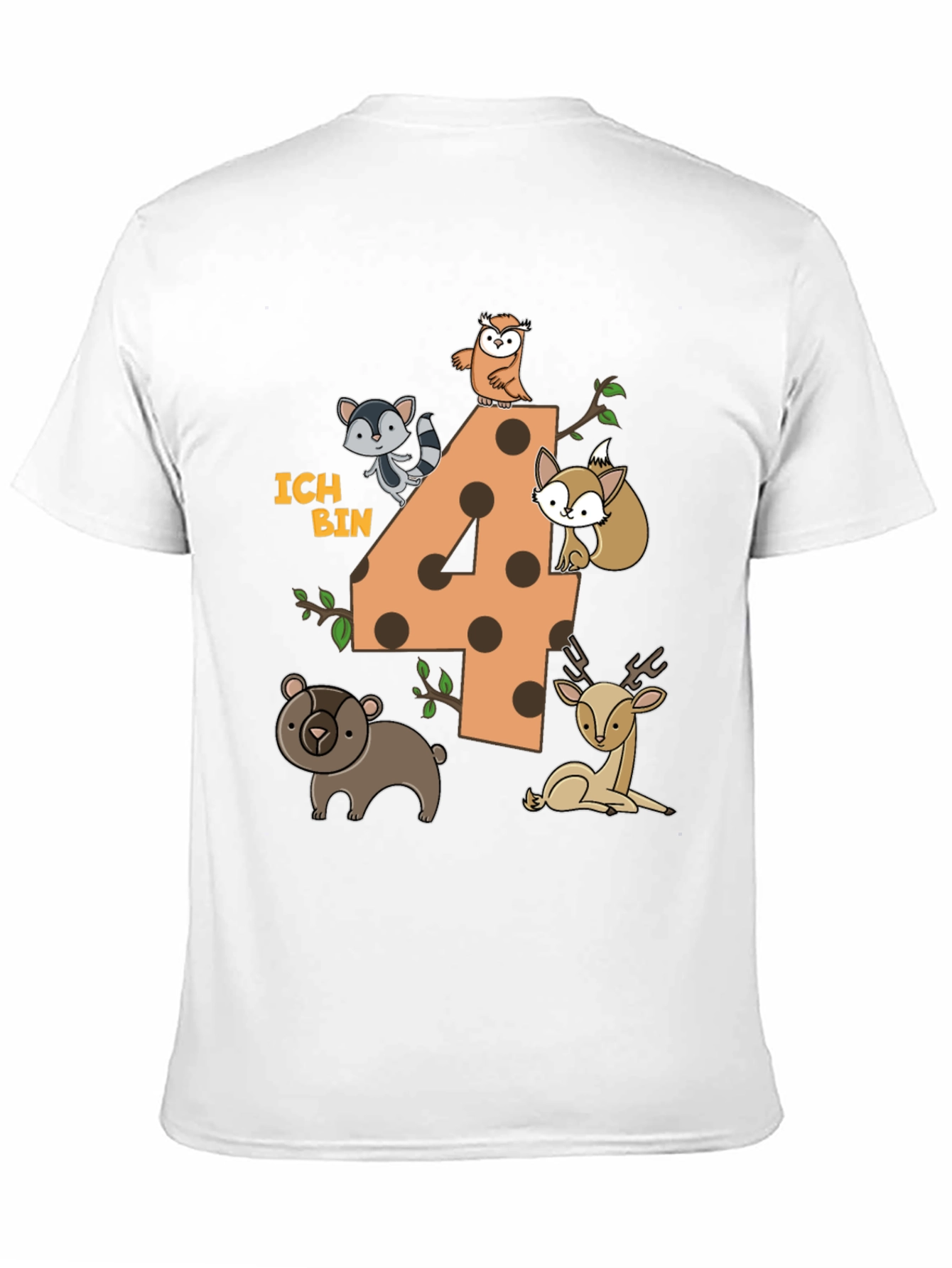 Kids 4th Birthday Forest Animals T-Shirt