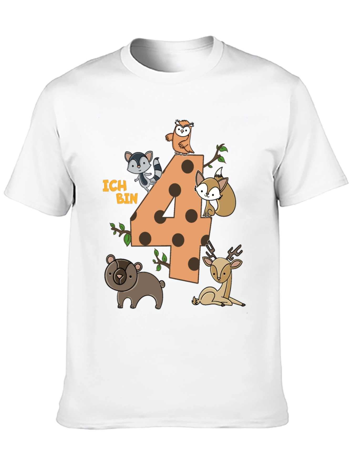 Kids 4th Birthday Forest Animals T-Shirt