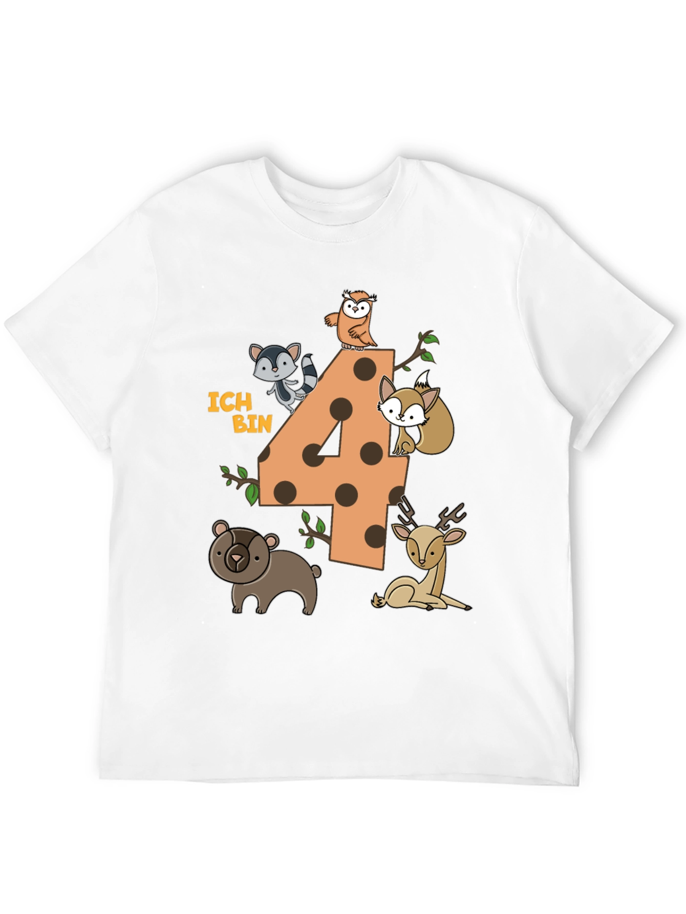 Kids 4th Birthday Forest Animals T-Shirt