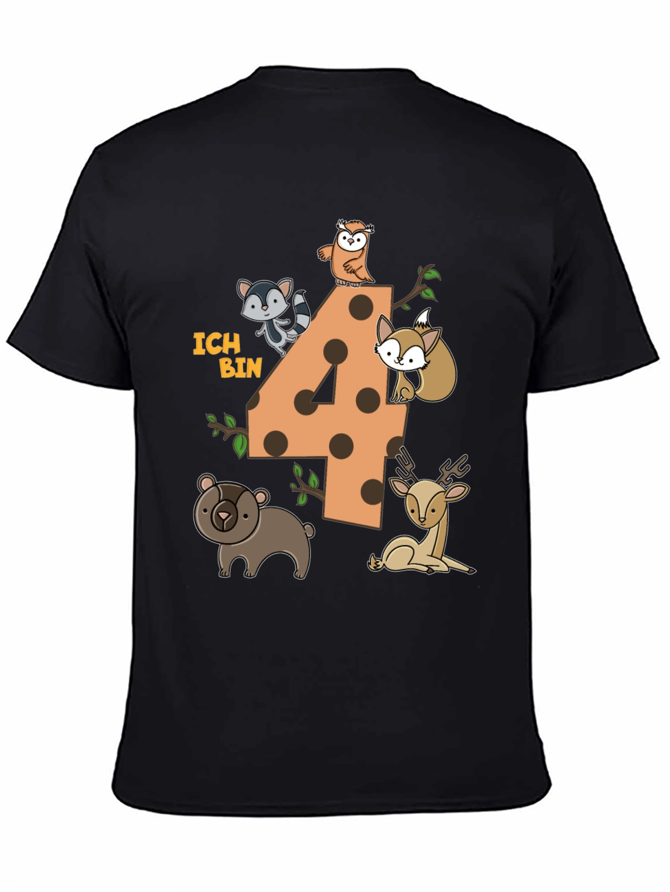Kids 4th Birthday Forest Animals T-Shirt