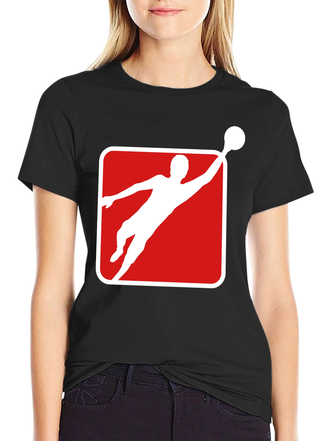 Athlete Graphic Tee - Black Cotton Blend T-Shirt