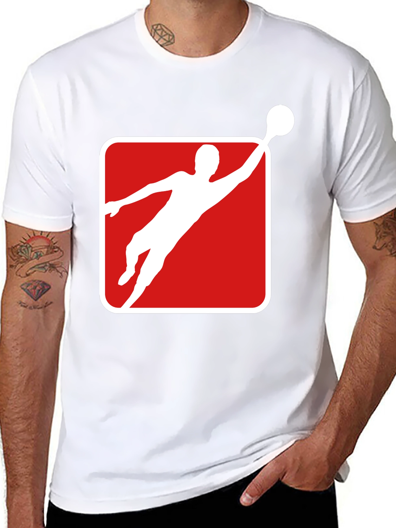 Athlete Graphic Tee - Black Cotton Blend T-Shirt