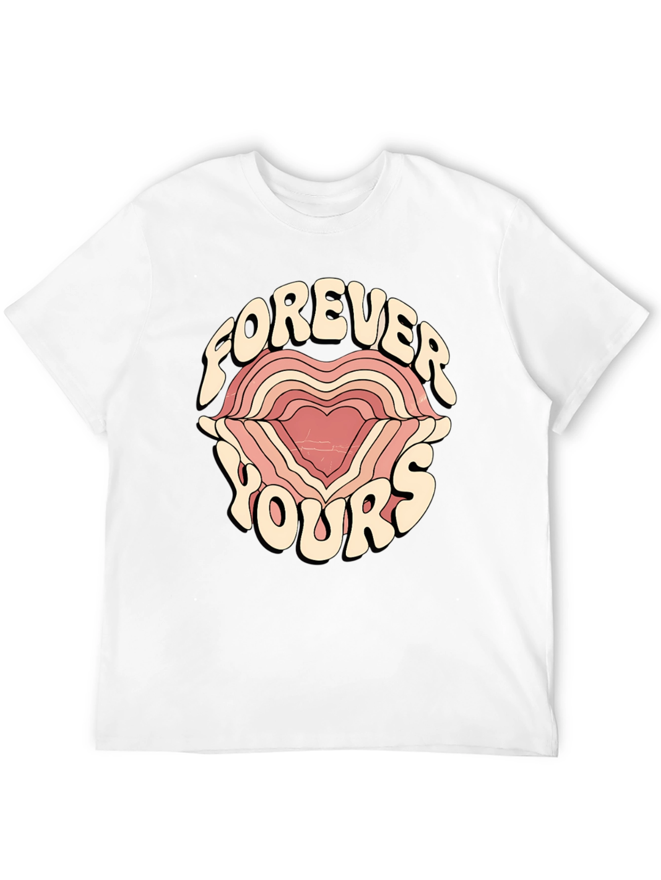 Forever Yours Graphic Tee - Retro Heart Design