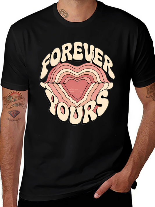 Forever Yours Graphic Tee - Retro Heart Design