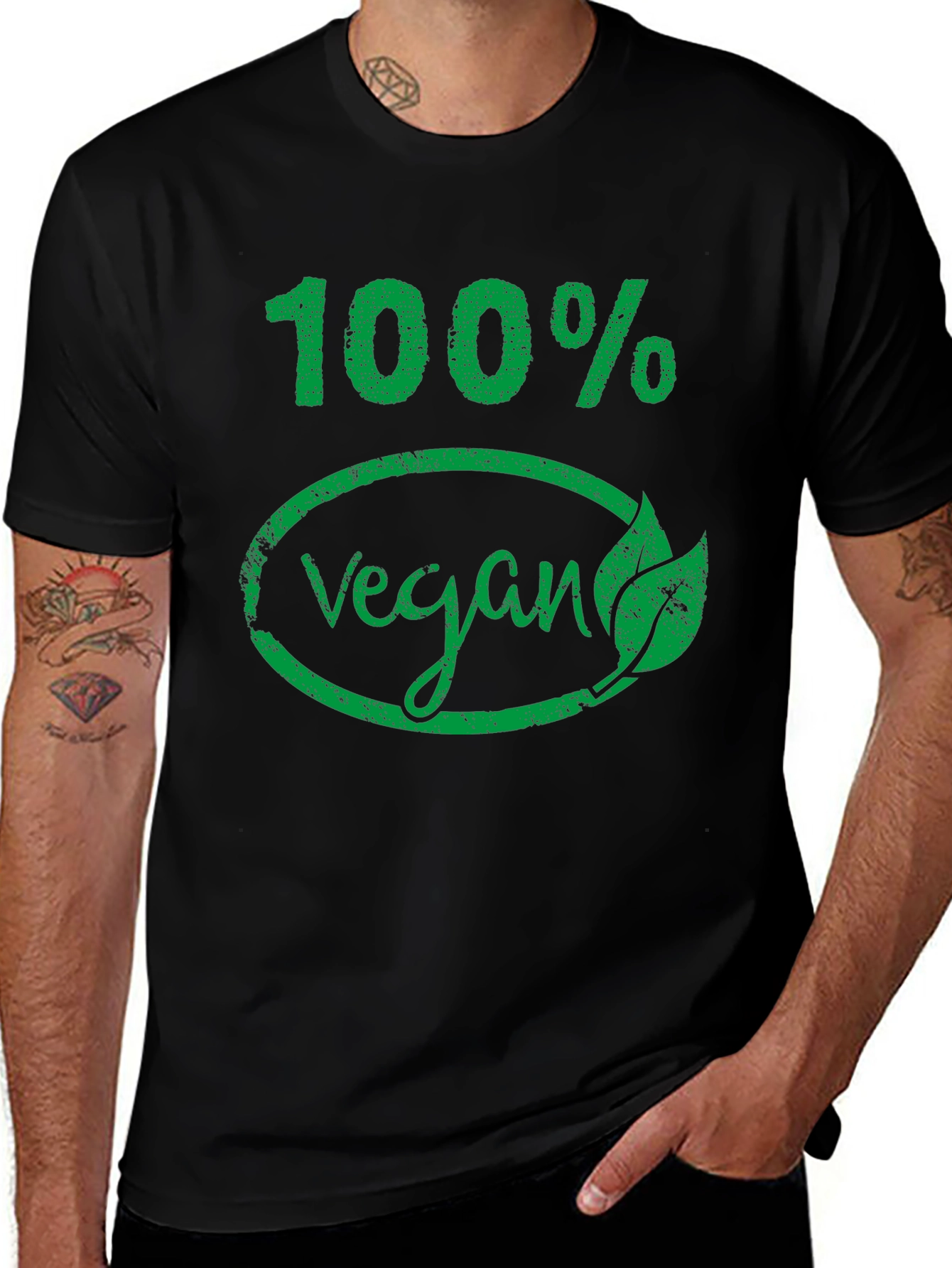 100% Vegan Graphic T-Shirt - Black Cotton Tee