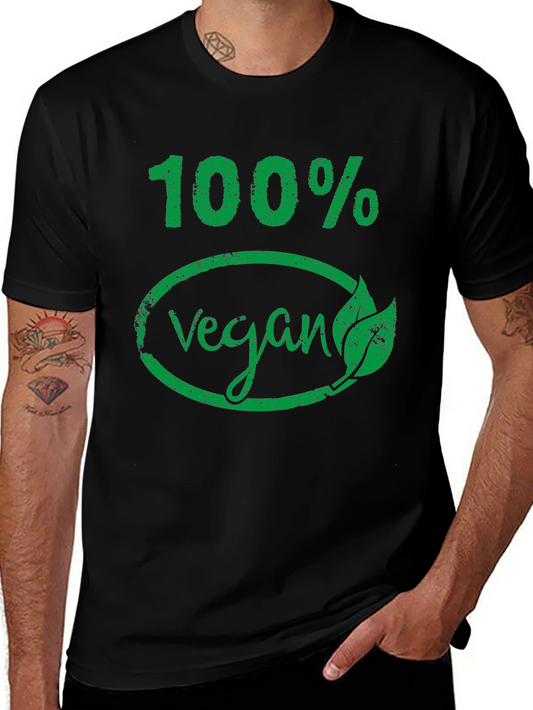 100% Vegan Graphic T-Shirt - Black Cotton Tee