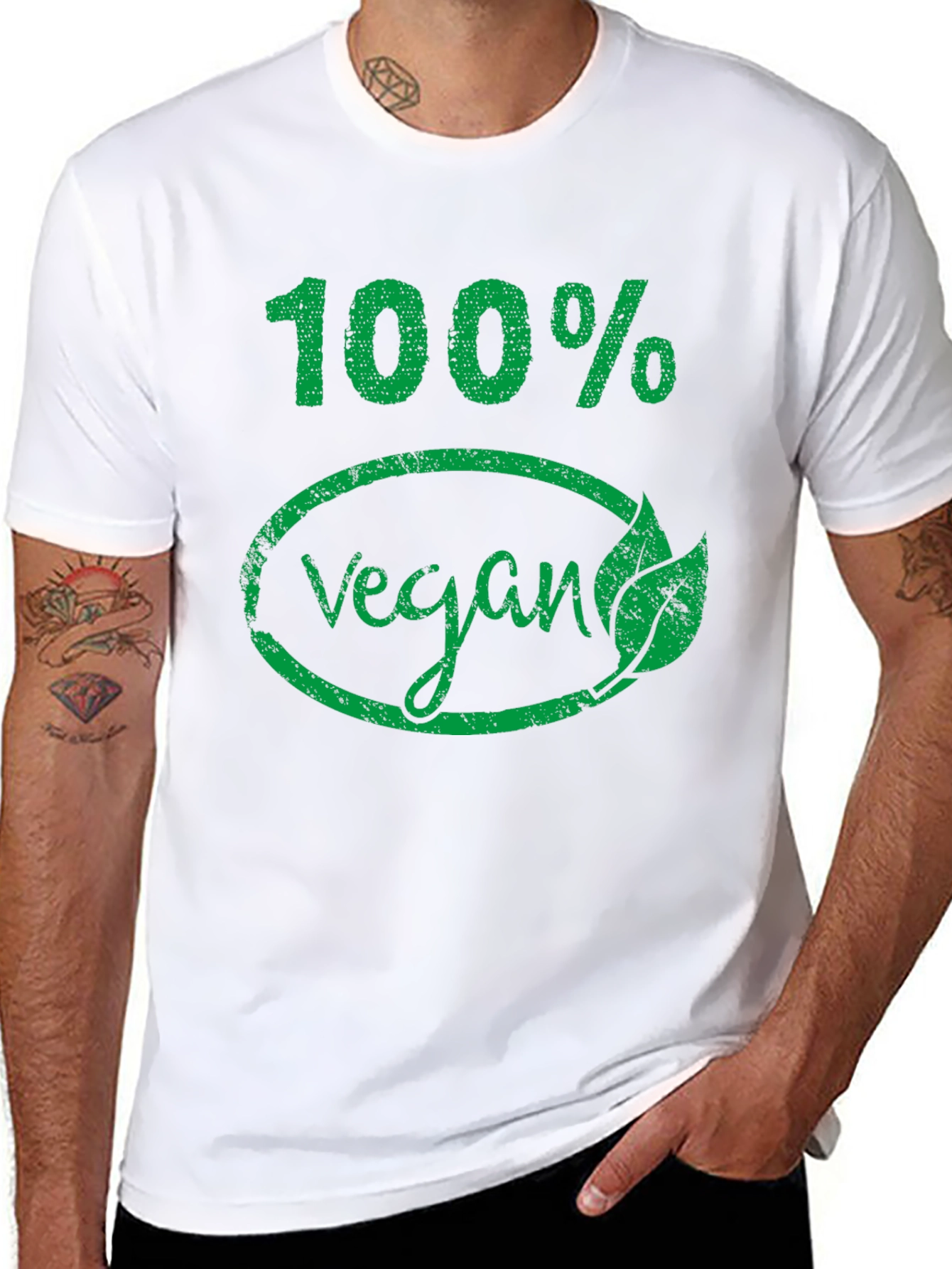 100% Vegan Graphic T-Shirt - Black Cotton Tee