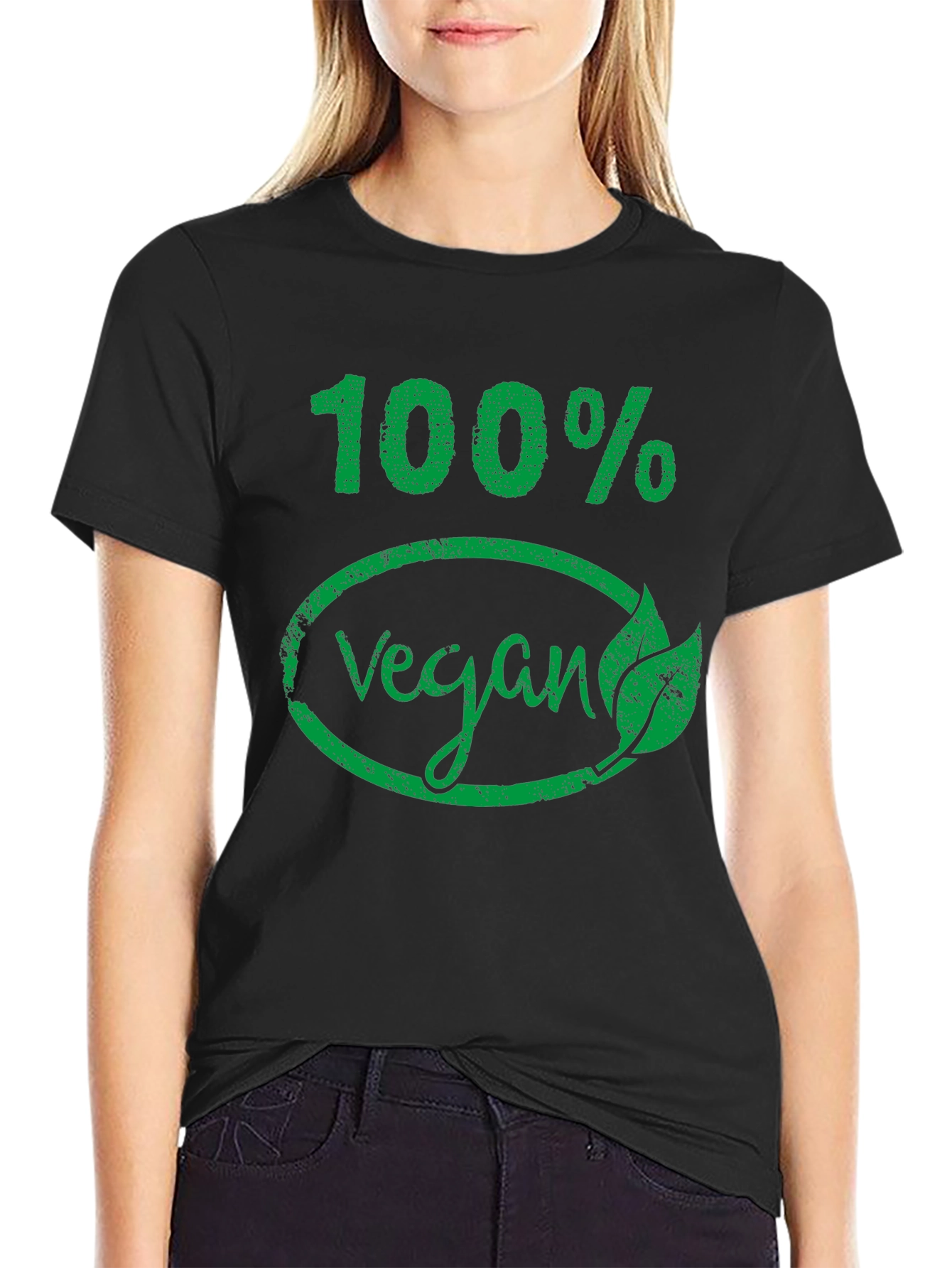100% Vegan Graphic T-Shirt - Black Cotton Tee