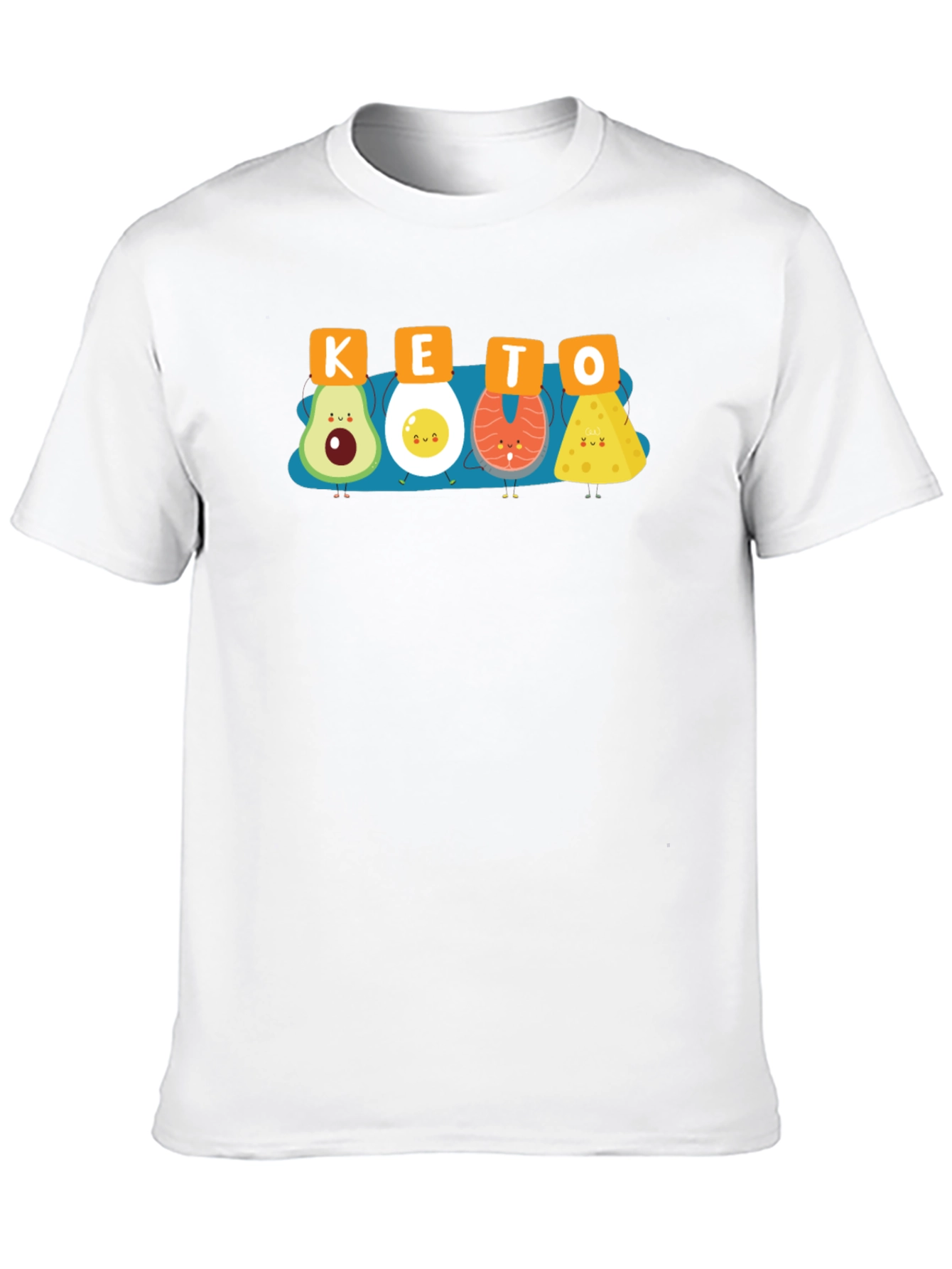 KETO Food Cartoon Graphic T-Shirt Black Crew Neck Tee