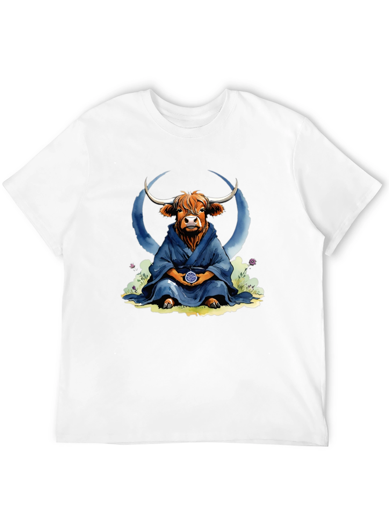 Zen Highland Cow T-Shirt - Meditating Bull