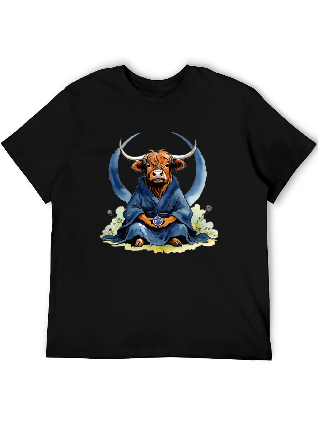 Zen Highland Cow T-Shirt - Meditating Bull