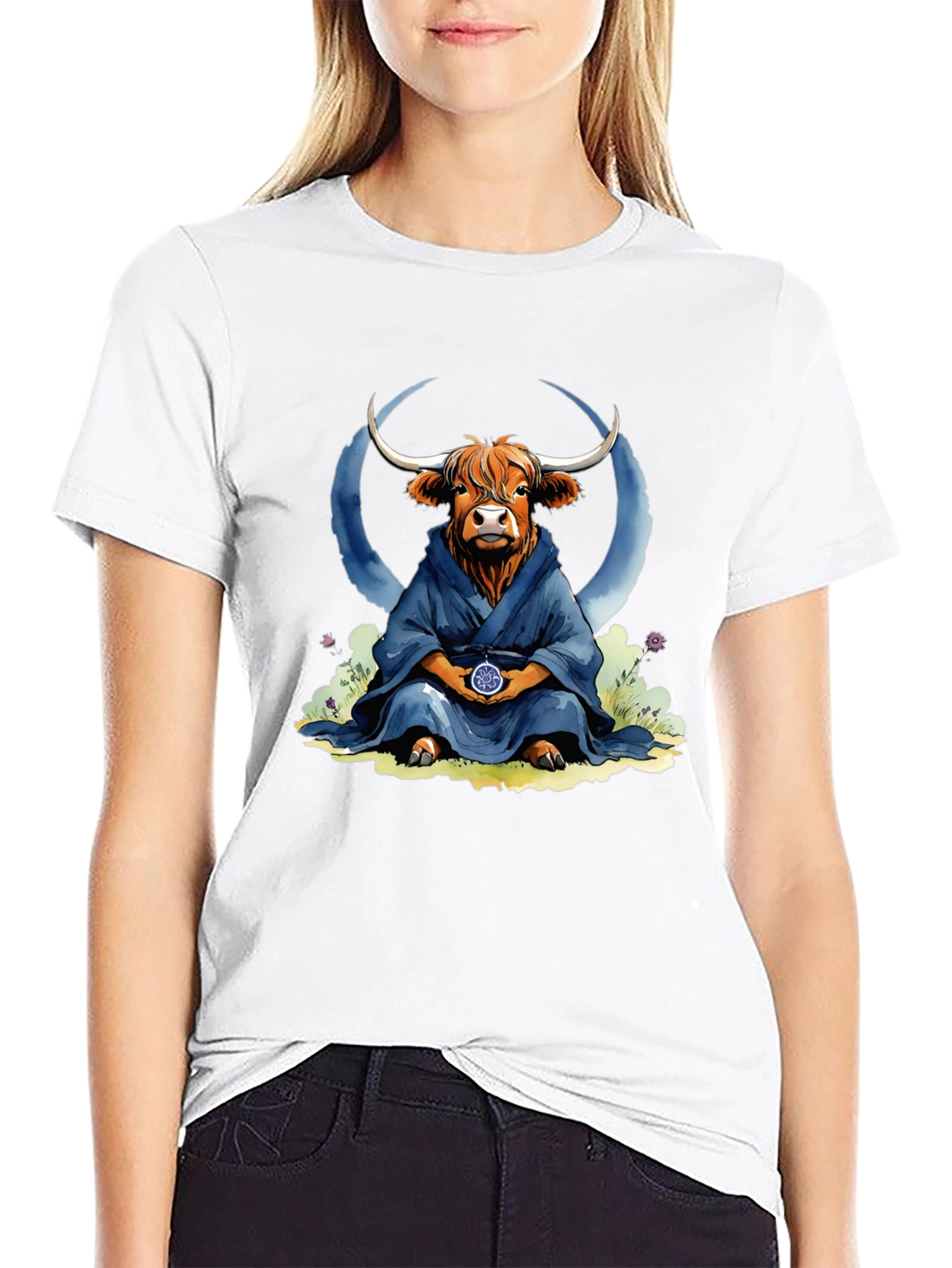 Zen Highland Cow T-Shirt - Meditating Bull