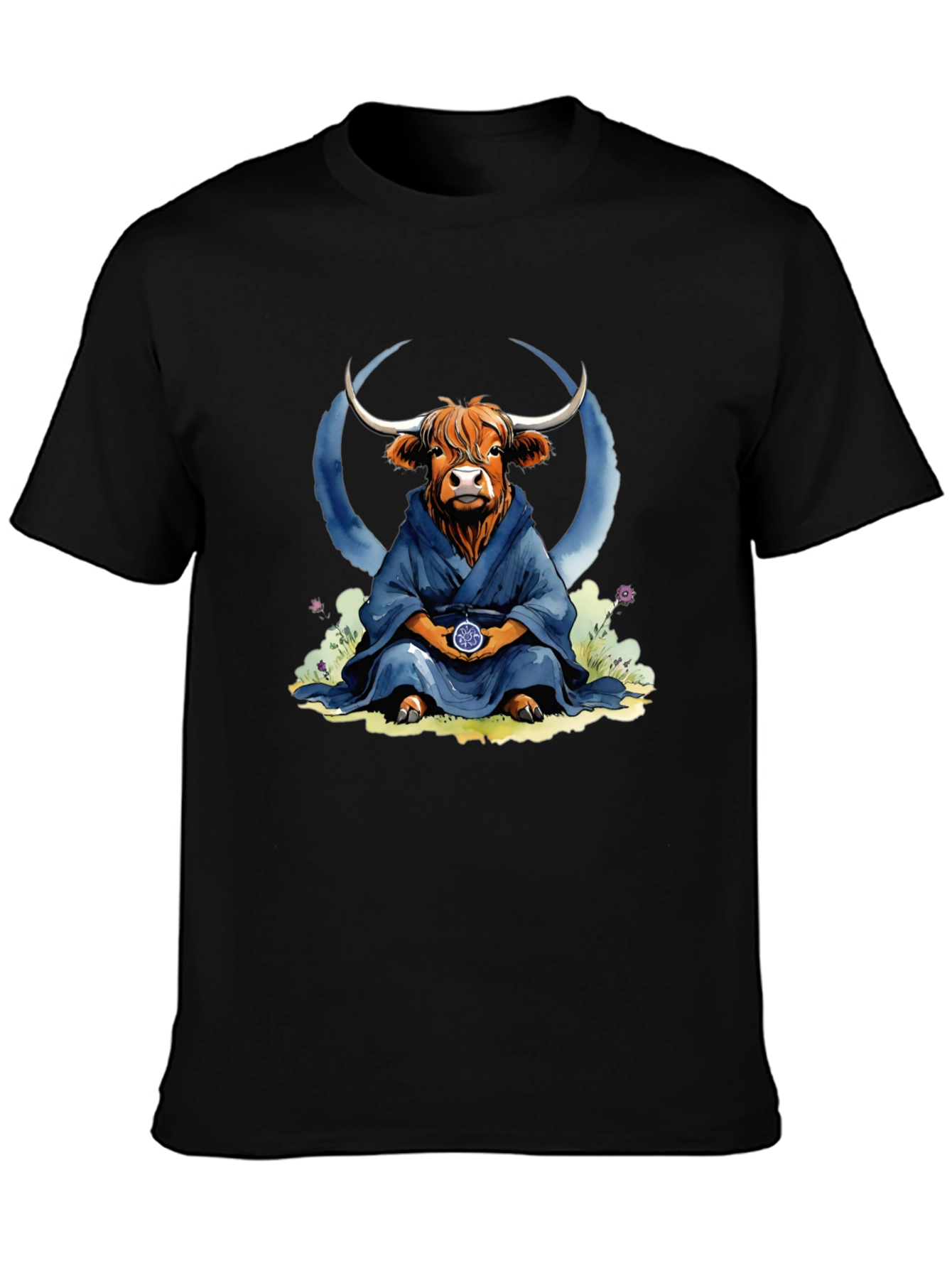 Zen Highland Cow T-Shirt - Meditating Bull