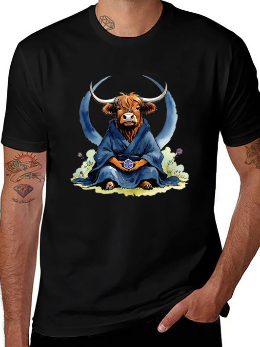 Zen Highland Cow T-Shirt - Meditating Bull