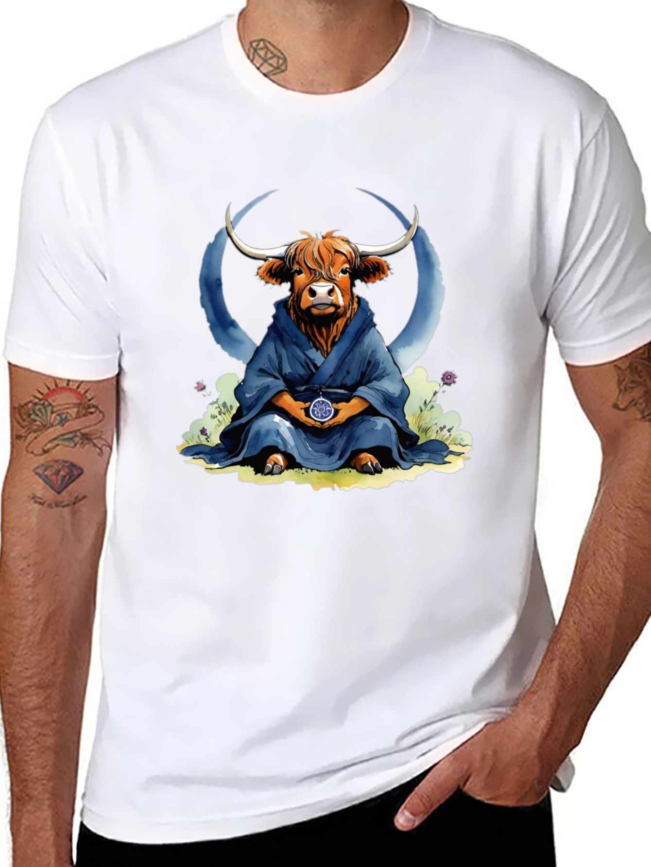 Zen Highland Cow T-Shirt - Meditating Bull