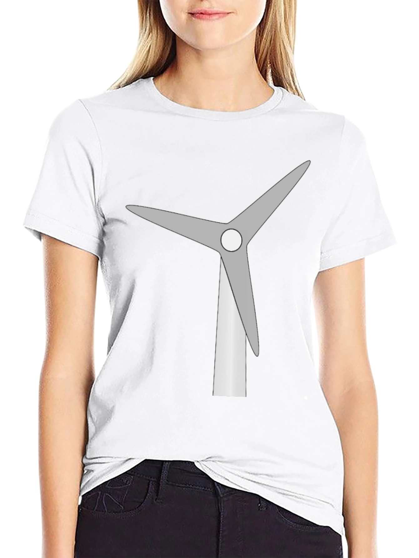 Wind Turbine Graphic Tee - Black Cotton T-Shirt