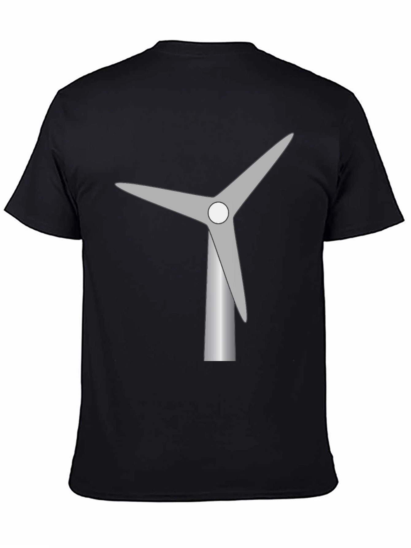 Wind Turbine Graphic Tee - Black Cotton T-Shirt