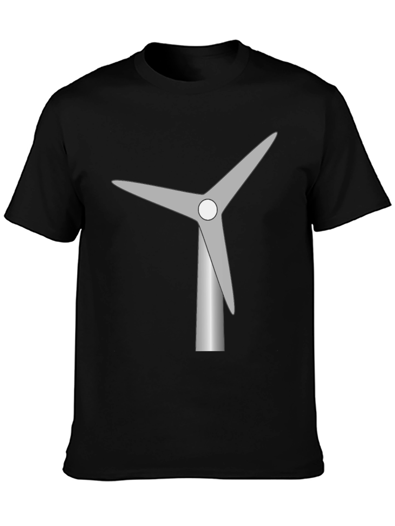 Wind Turbine Graphic Tee - Black Cotton T-Shirt