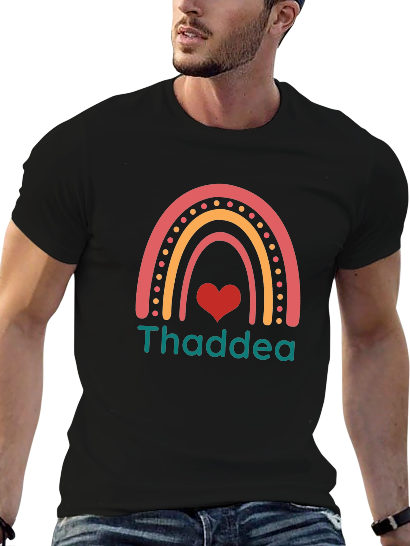 Thaddea Rainbow Heart T-Shirt - Black