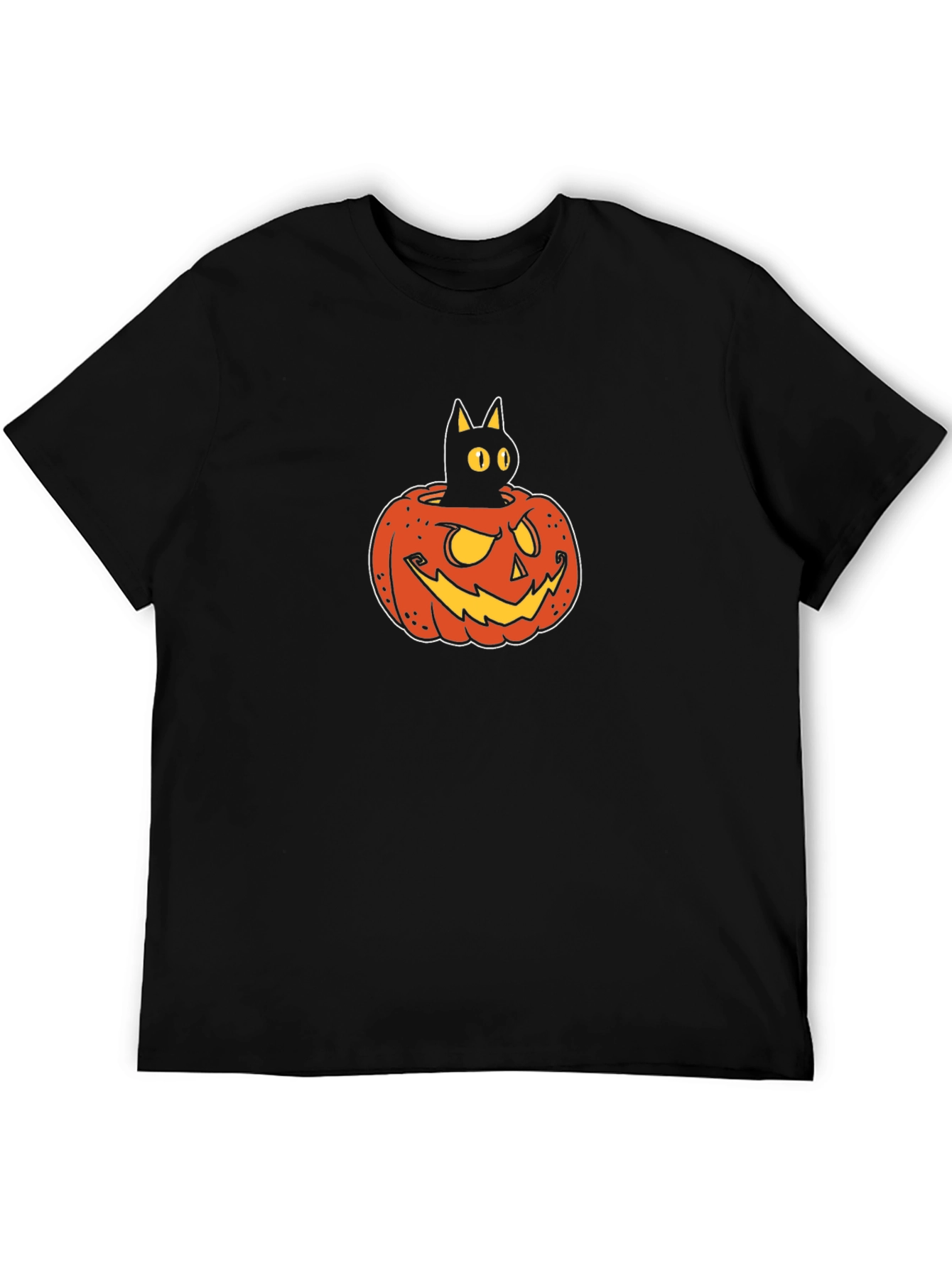 Halloween Black Cat Pumpkin Graphic T-Shirt