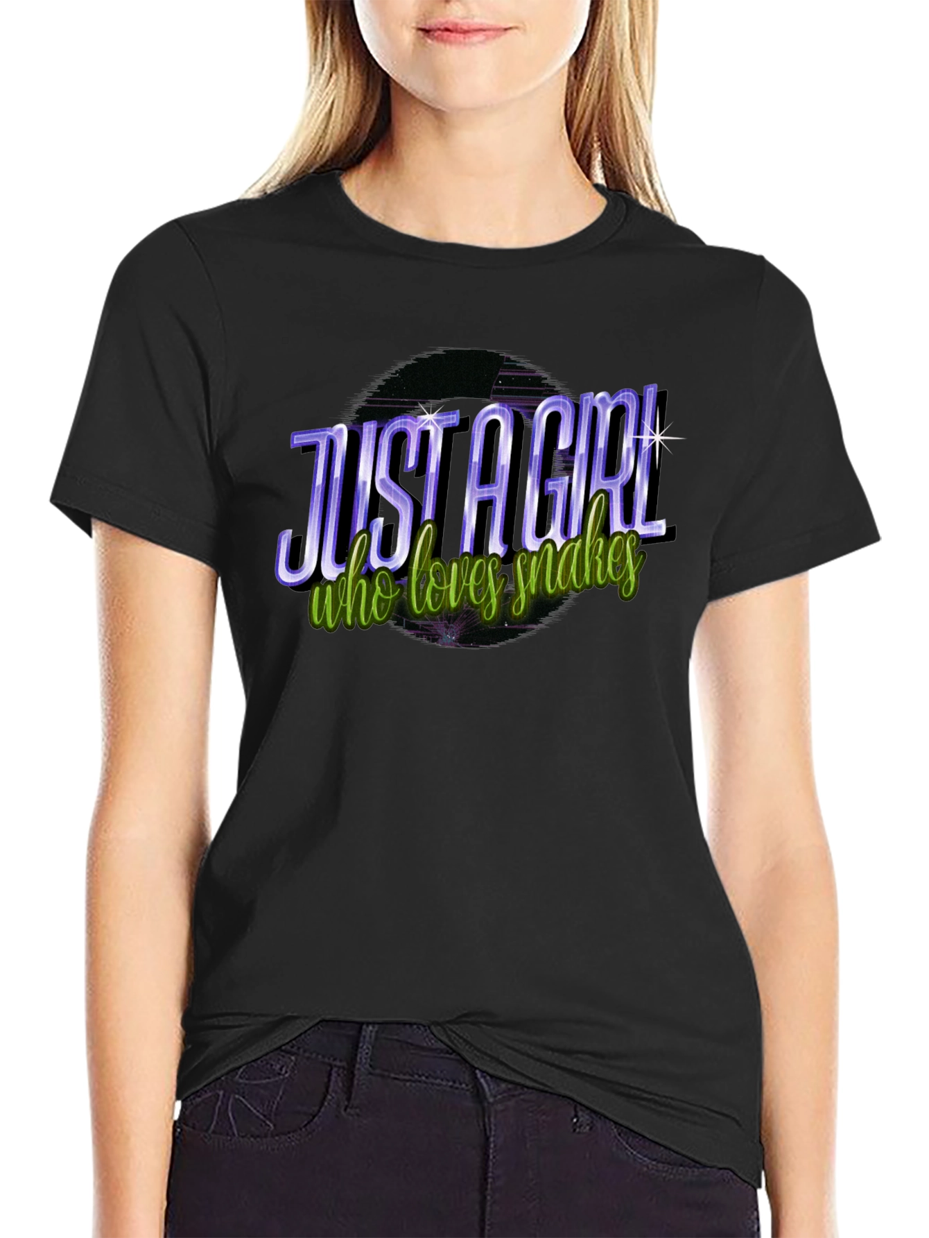 Just A Girl Who Loves Snakes Black T-Shirt