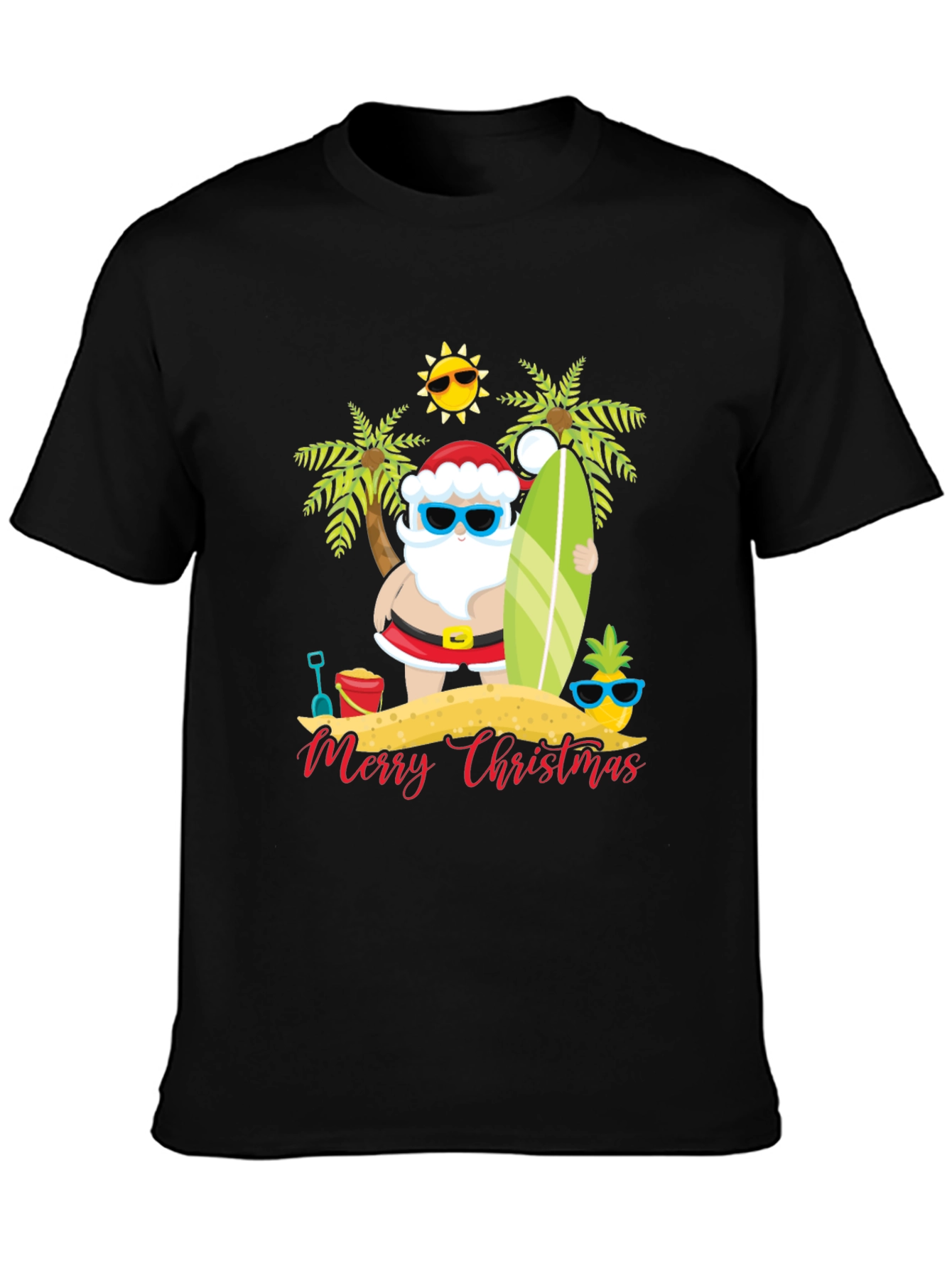Beach Santa Merry Christmas T-Shirt