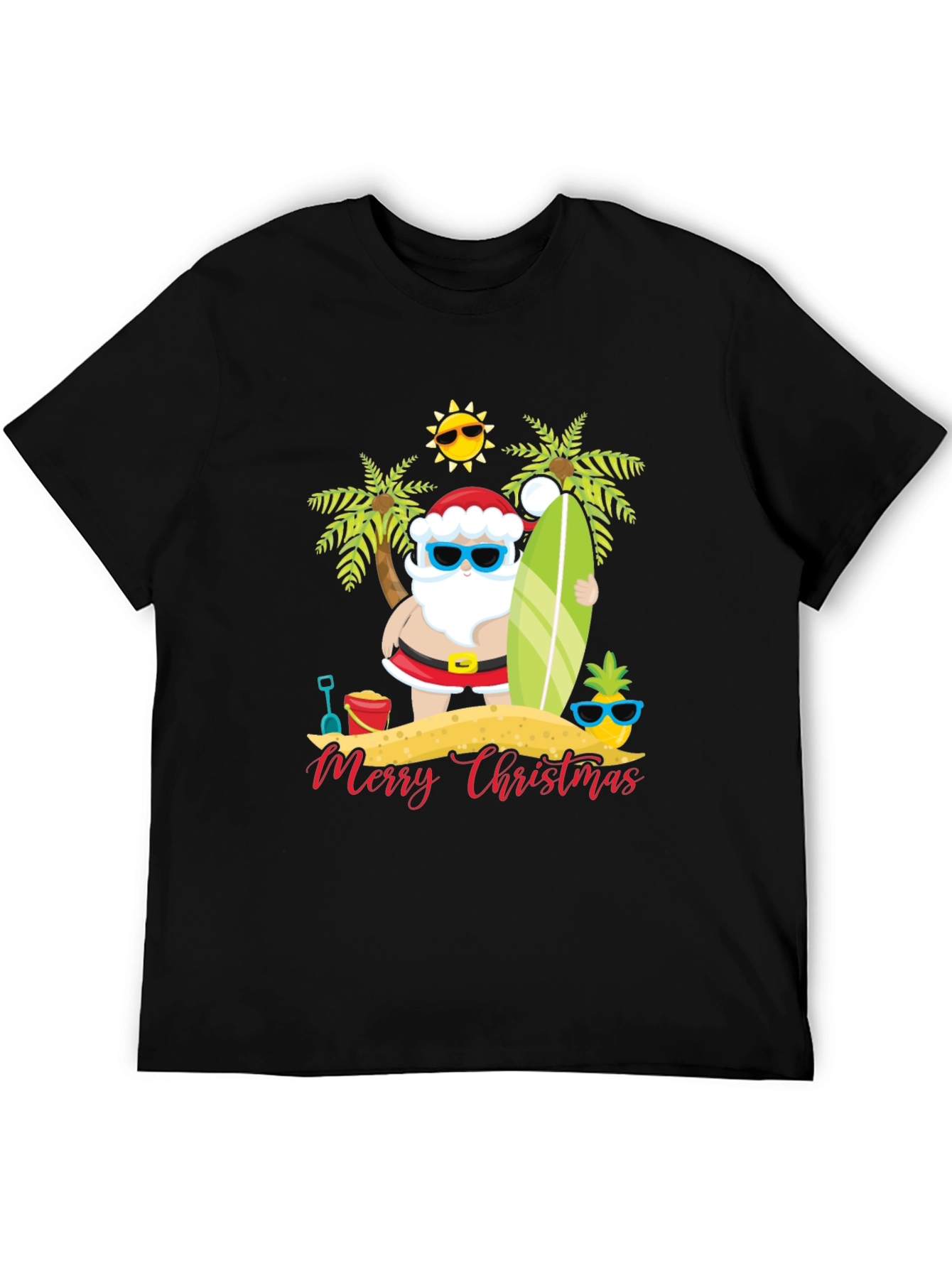 Beach Santa Merry Christmas T-Shirt