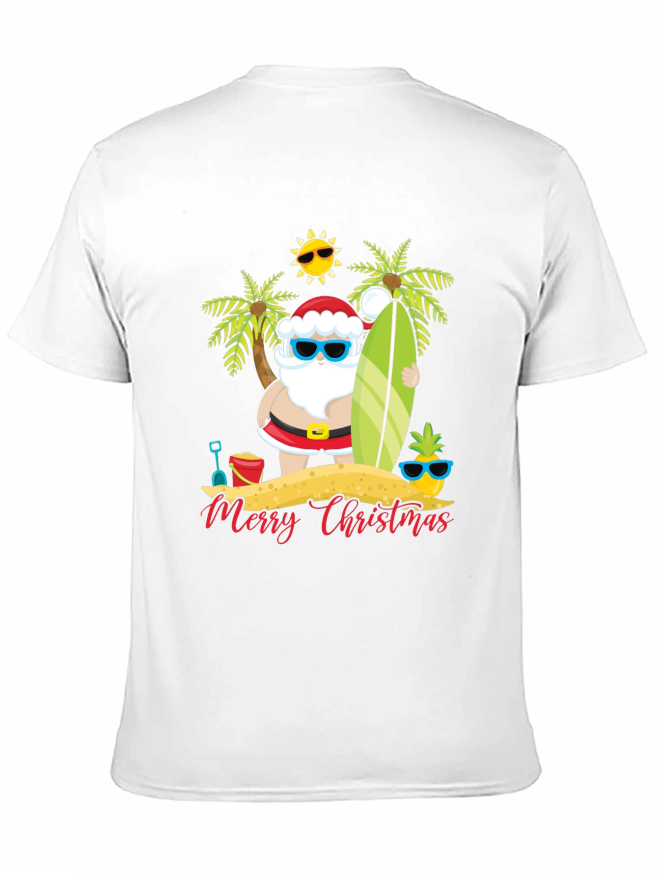 Beach Santa Merry Christmas T-Shirt