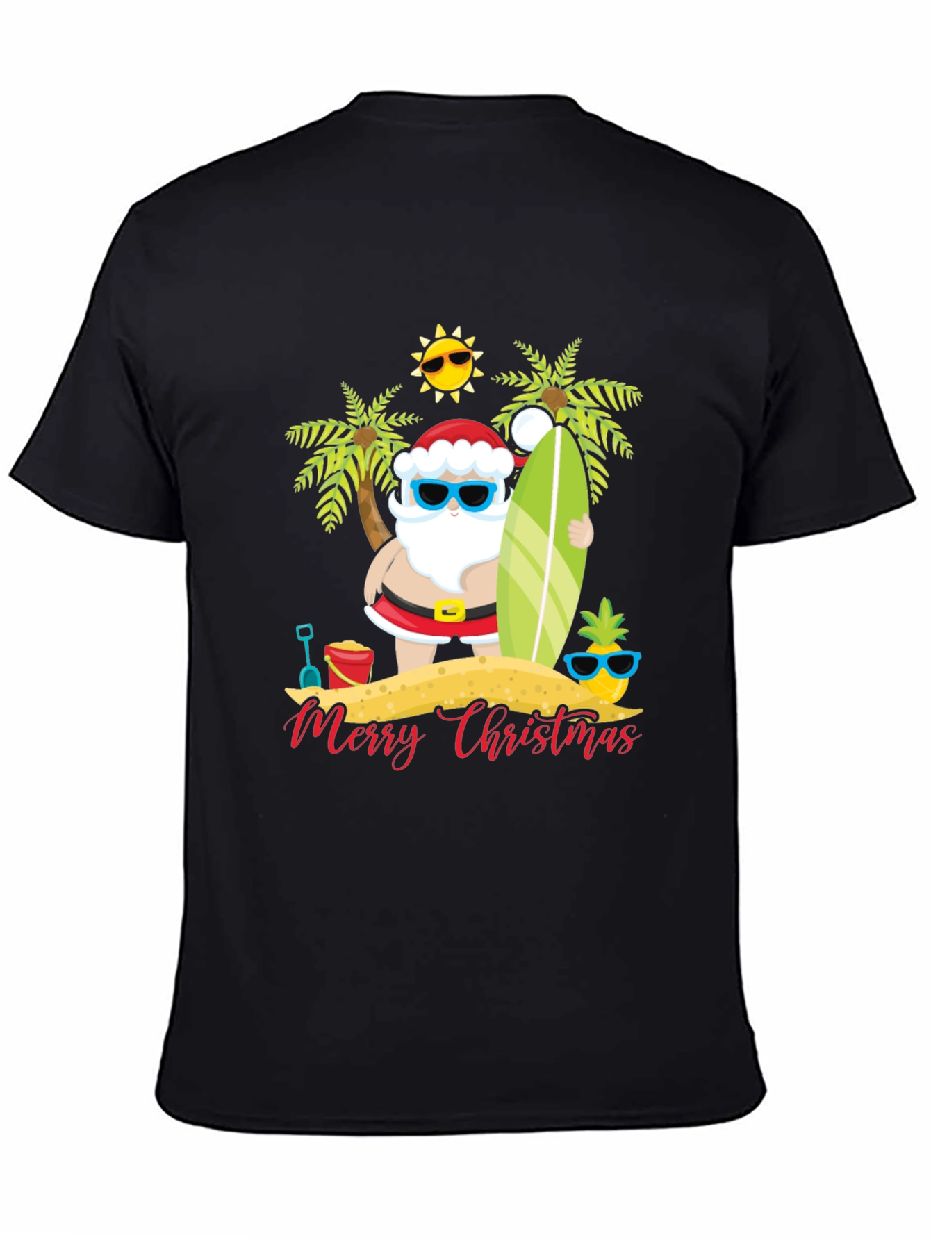 Beach Santa Merry Christmas T-Shirt