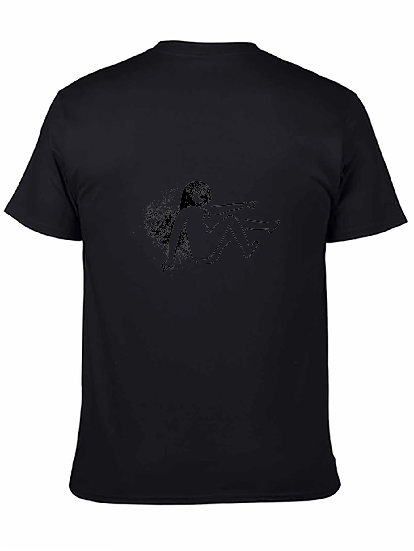 Abstract Line Art Print Black T-Shirt