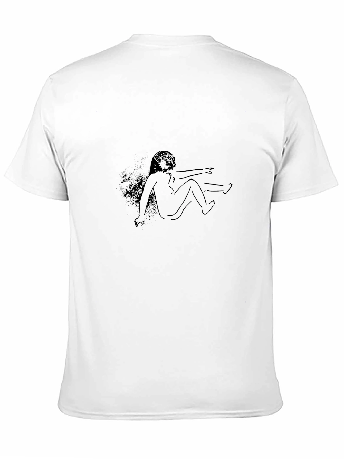 Abstract Line Art Print Black T-Shirt