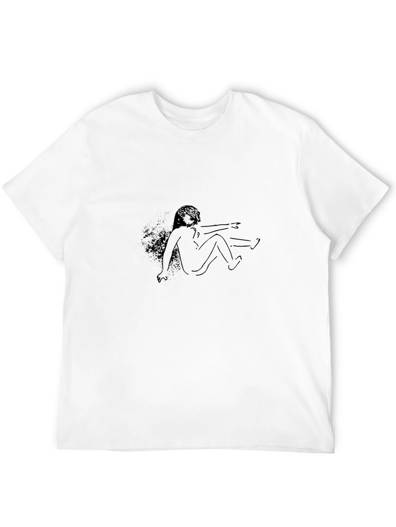 Abstract Line Art Print Black T-Shirt