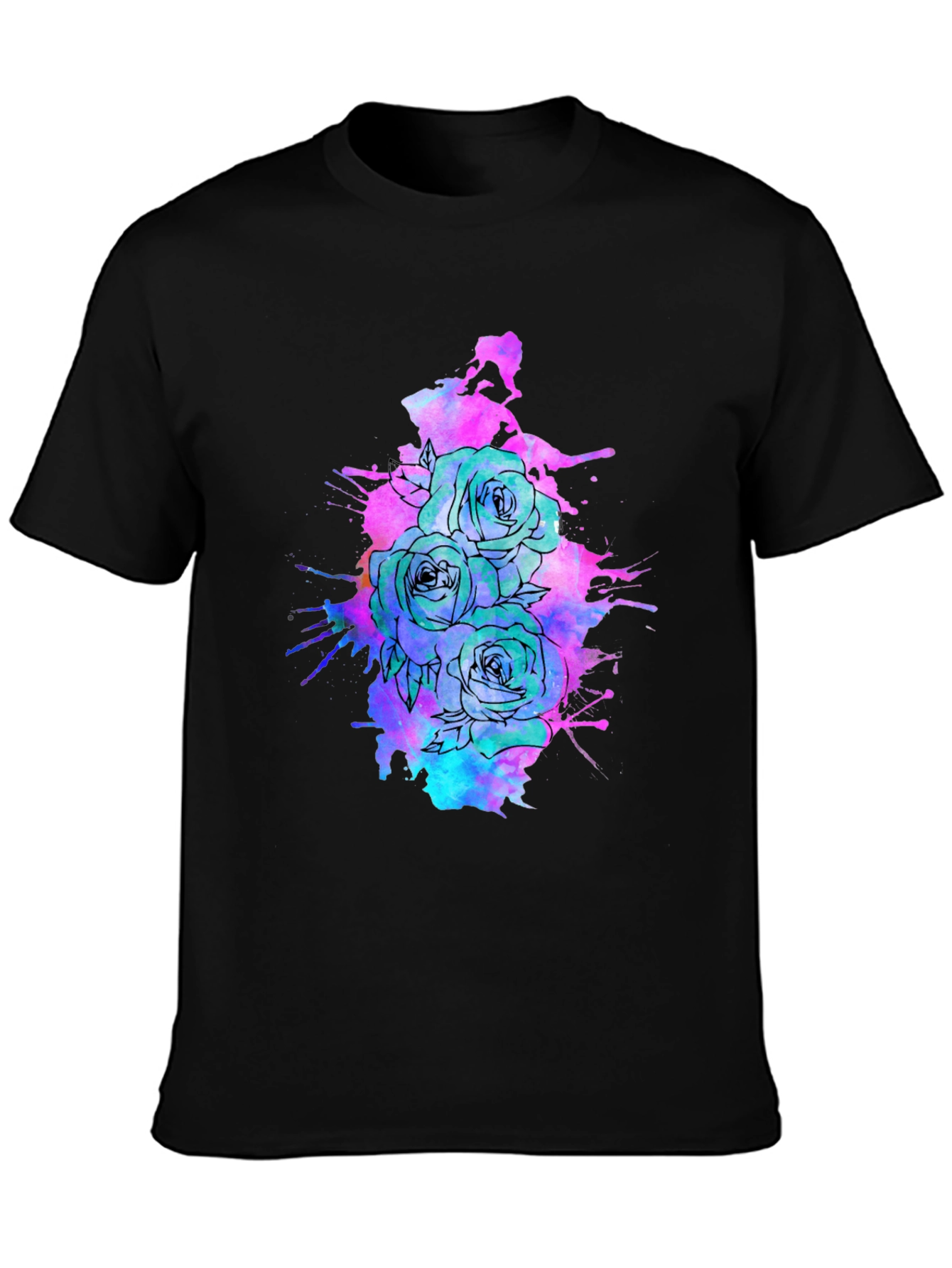Floral Ink Splatter T-Shirt - Unique Graphic Tee