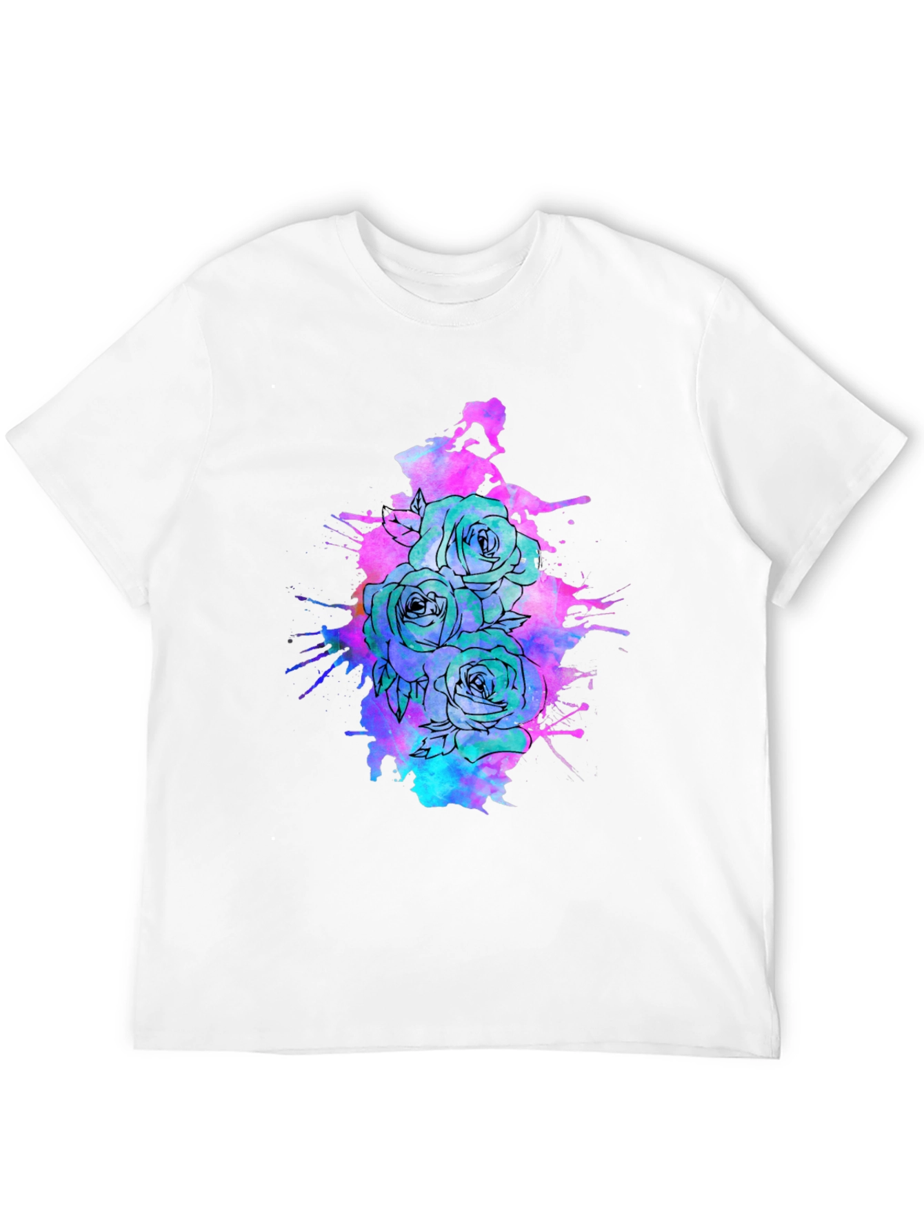 Floral Ink Splatter T-Shirt - Unique Graphic Tee
