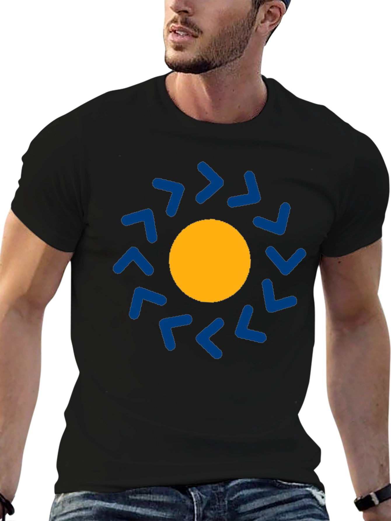 Geometric Sun Graphic Tee - Modern Casual Style