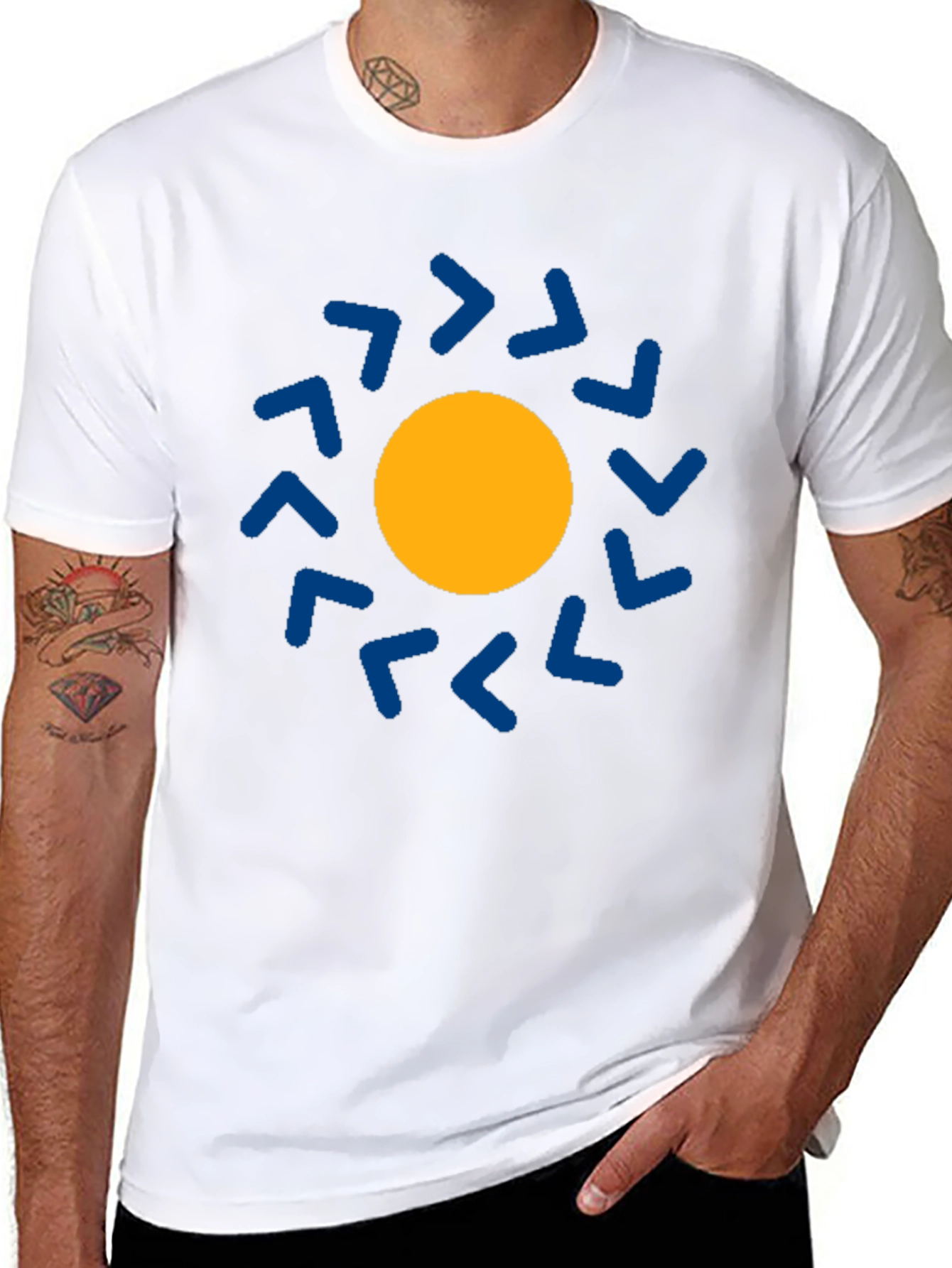 Geometric Sun Graphic Tee - Modern Casual Style