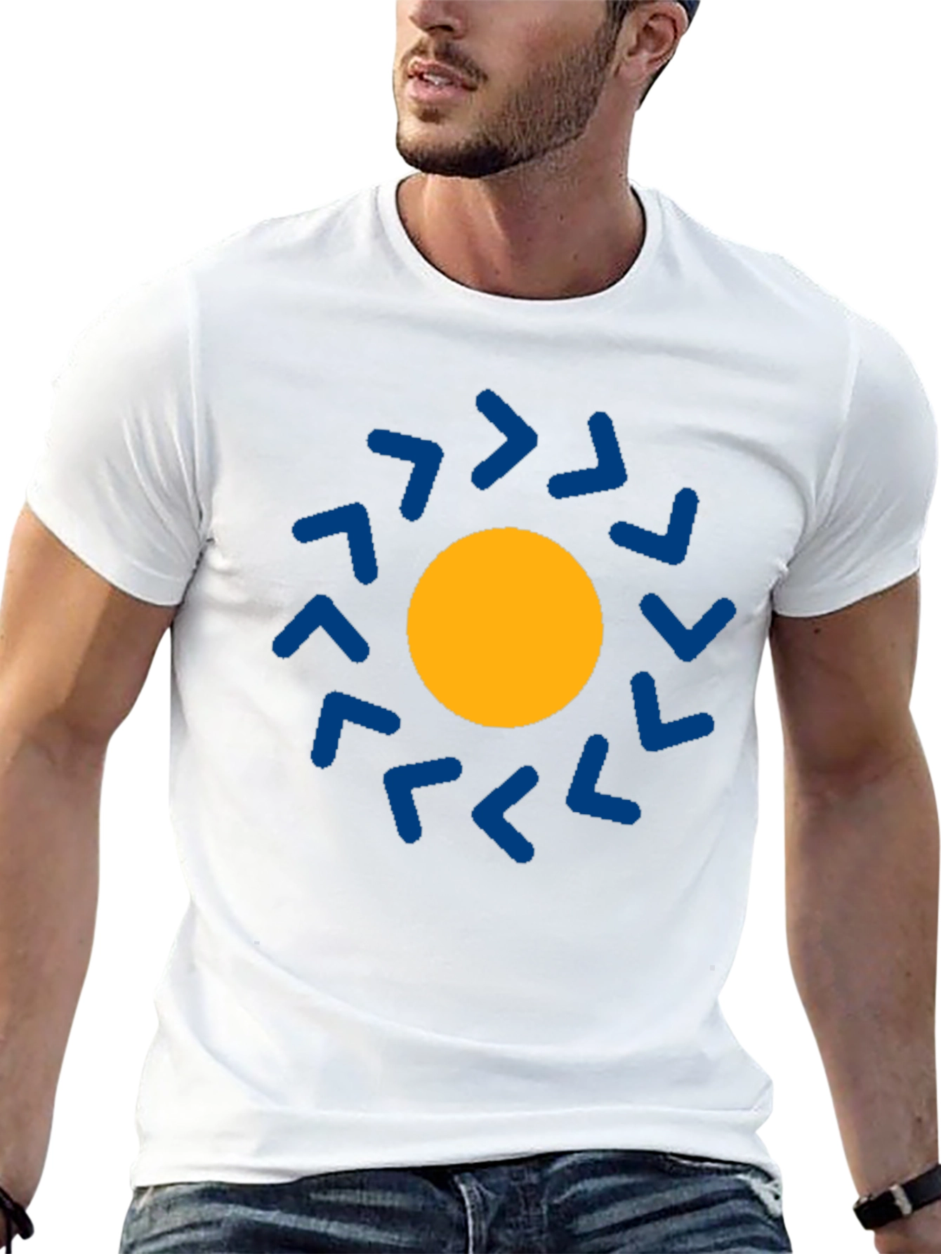 Geometric Sun Graphic Tee - Modern Casual Style