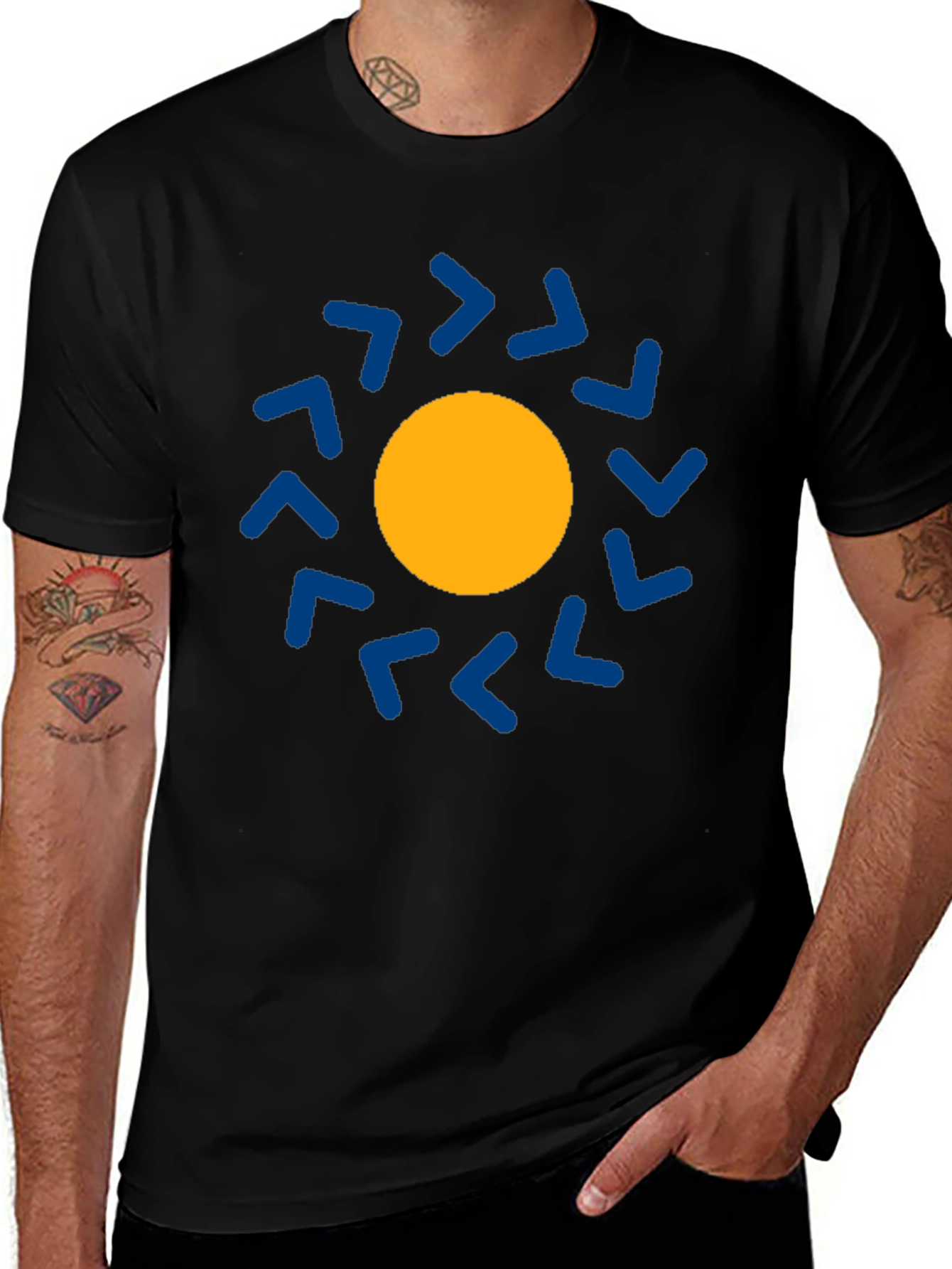 Geometric Sun Graphic Tee - Modern Casual Style