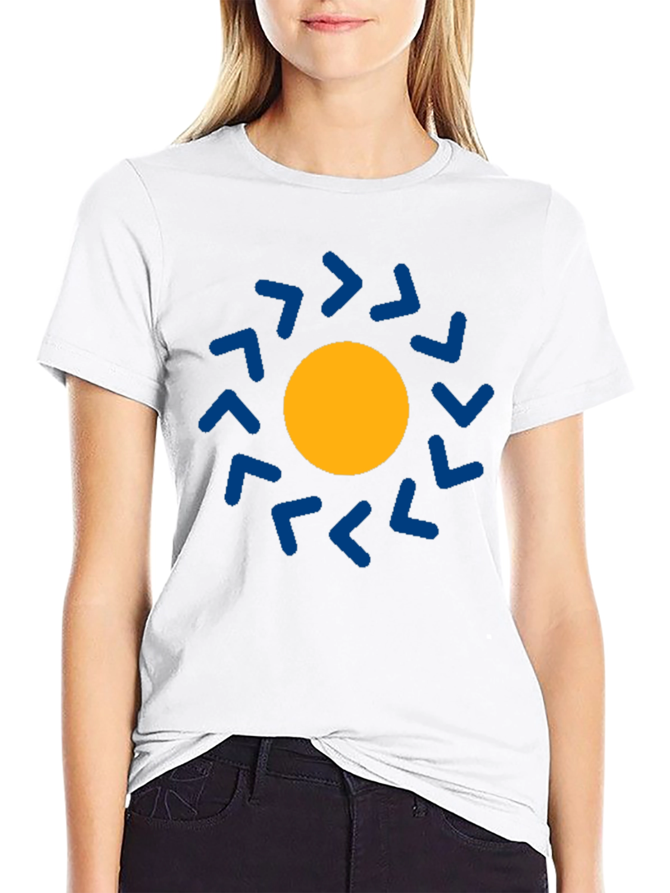 Geometric Sun Graphic Tee - Modern Casual Style