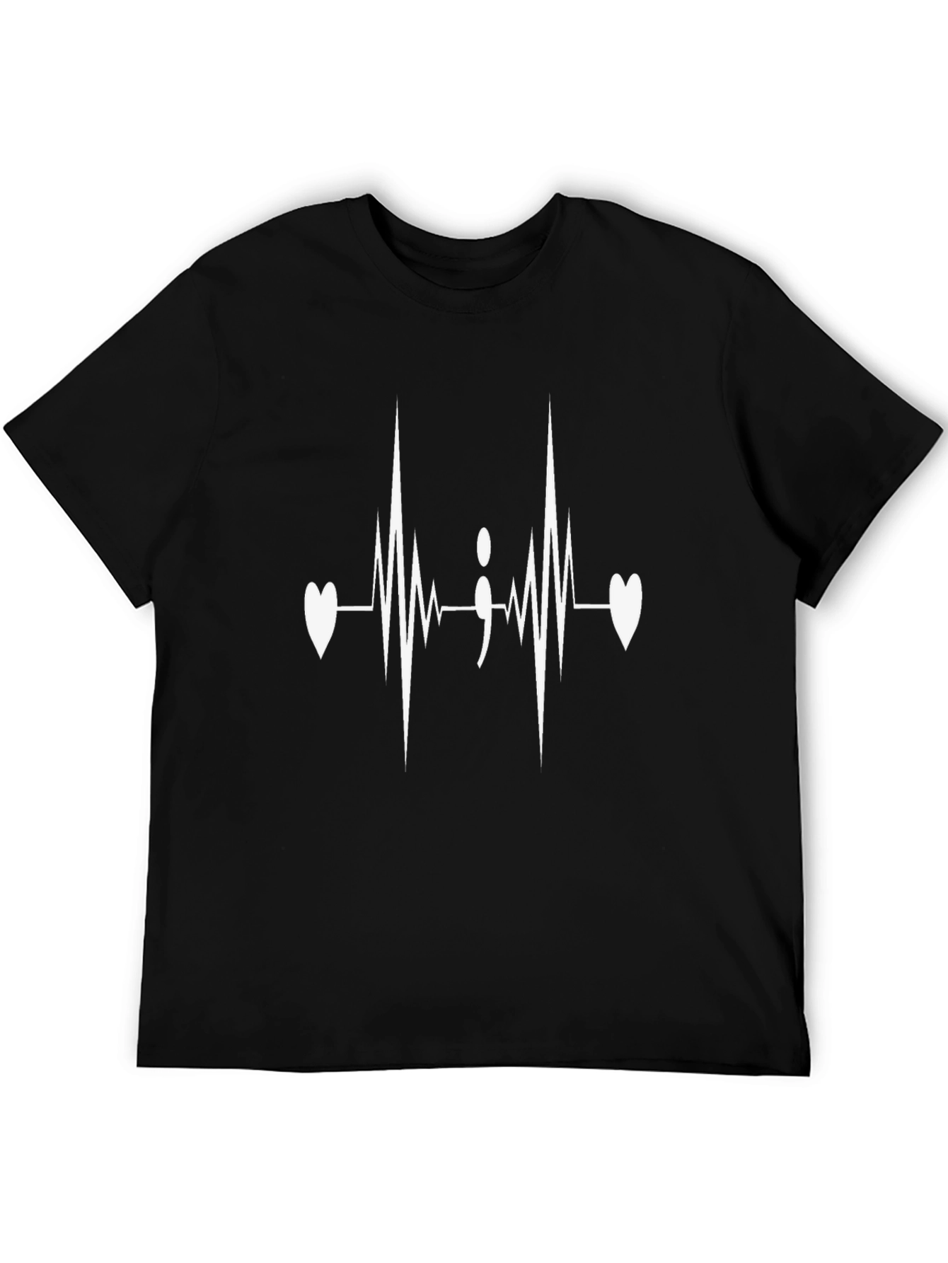 Heartbeat Semicolon Graphic Tee - Mental Health Awareness Shirt