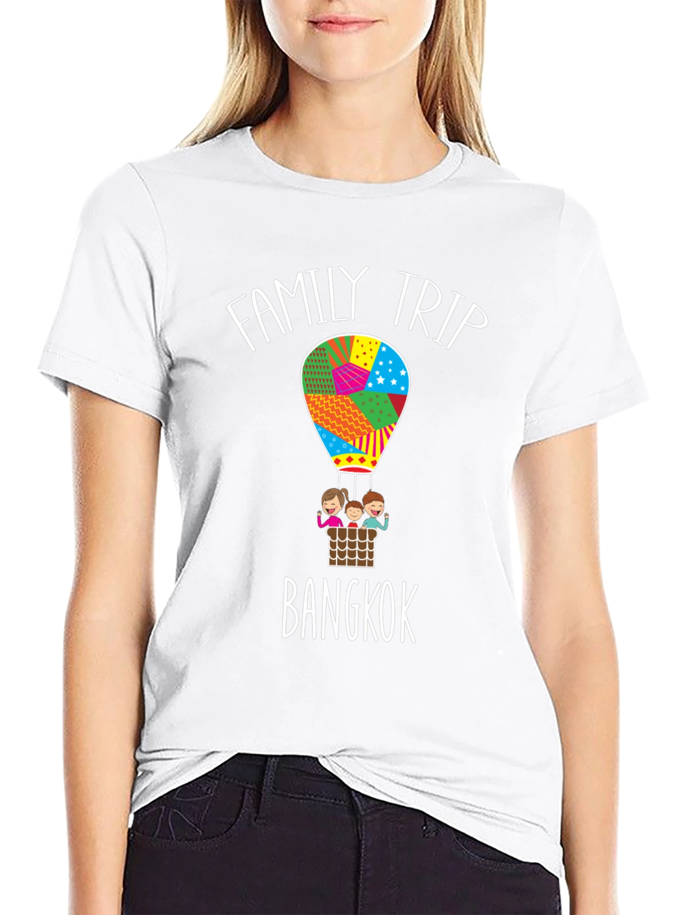 Family Trip Bangkok T-Shirt - Hot Air Balloon Design