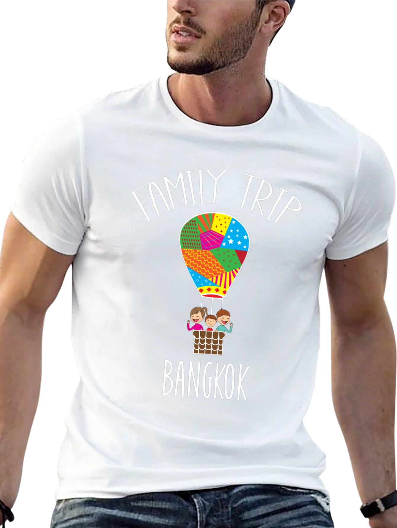 Family Trip Bangkok T-Shirt - Hot Air Balloon Design