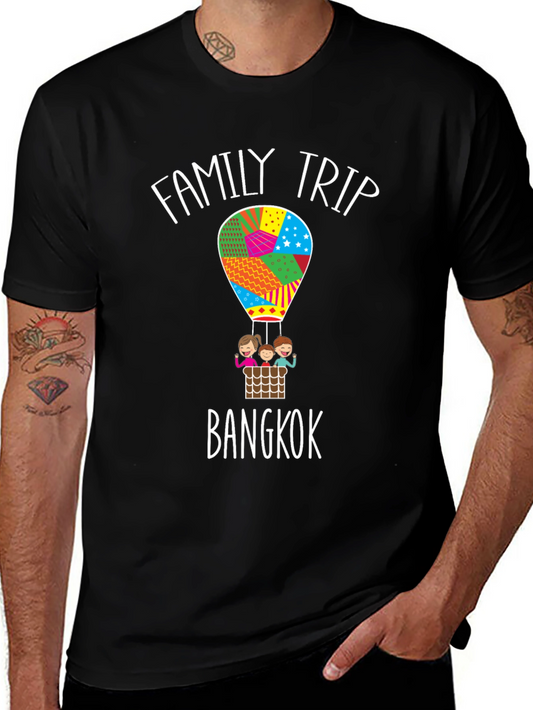 Family Trip Bangkok T-Shirt - Hot Air Balloon Design