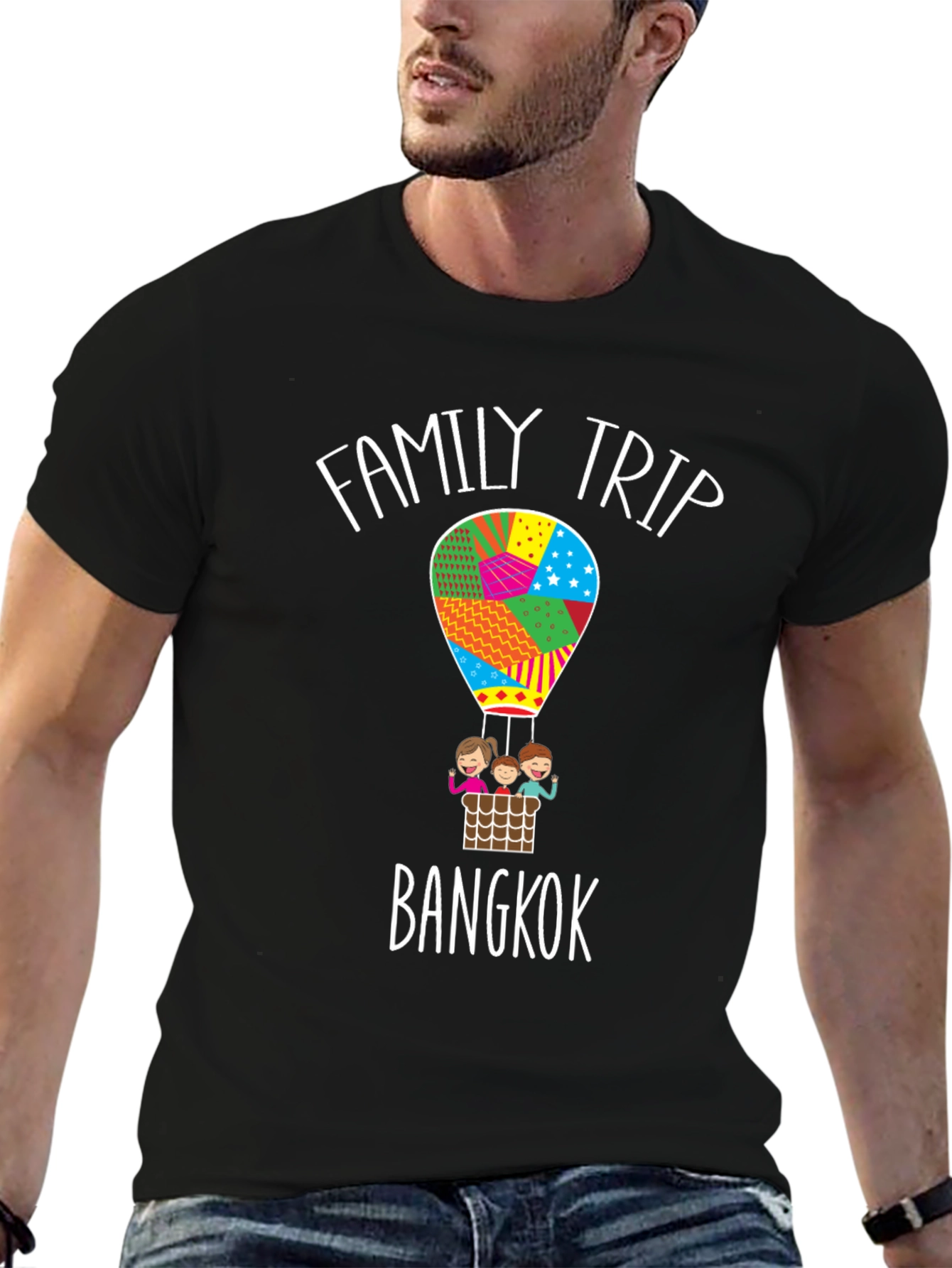 Family Trip Bangkok T-Shirt - Hot Air Balloon Design