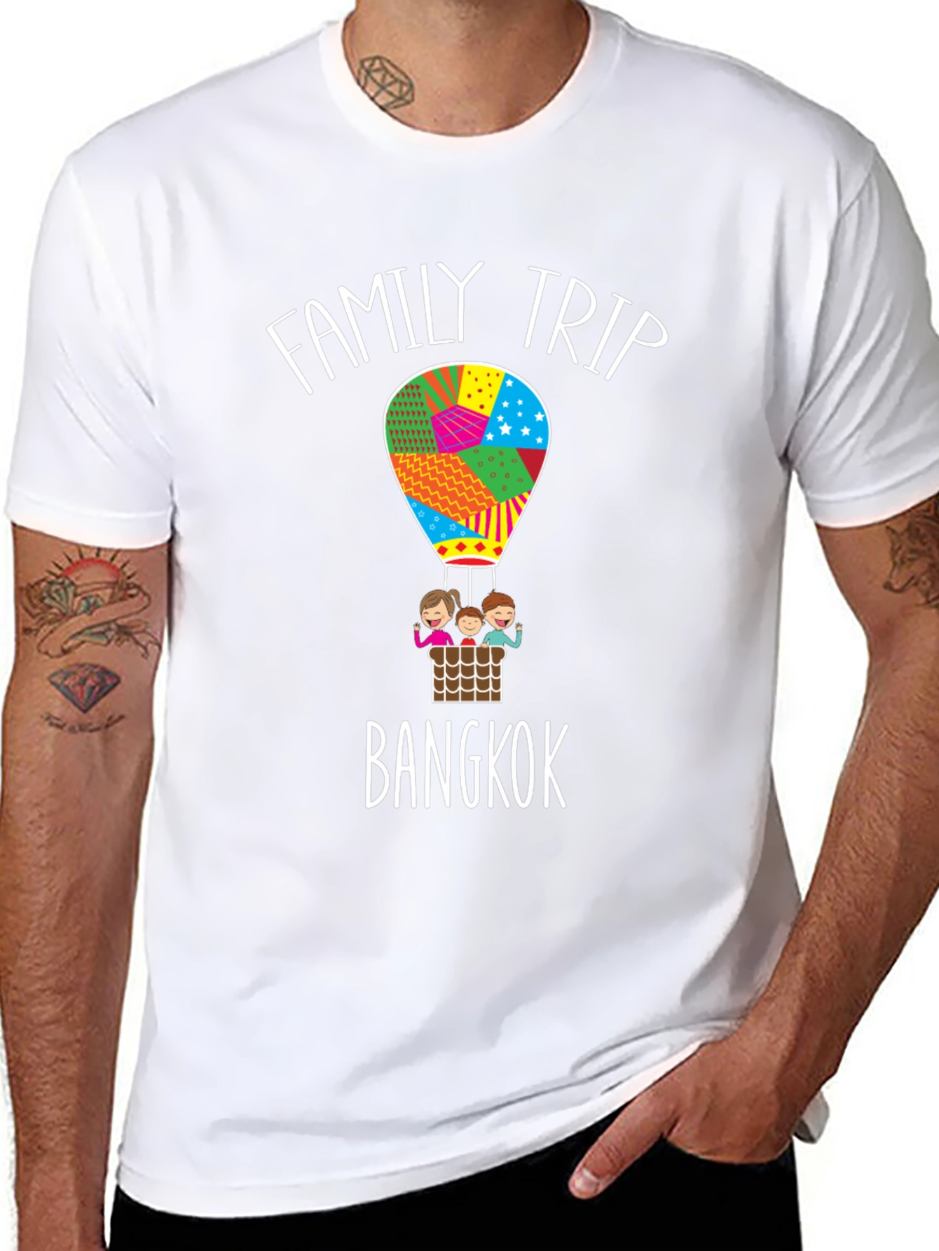 Family Trip Bangkok T-Shirt - Hot Air Balloon Design