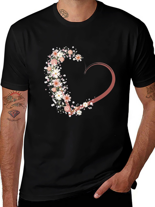 Floral Heart Graphic Tee - Stylish Casual Wear