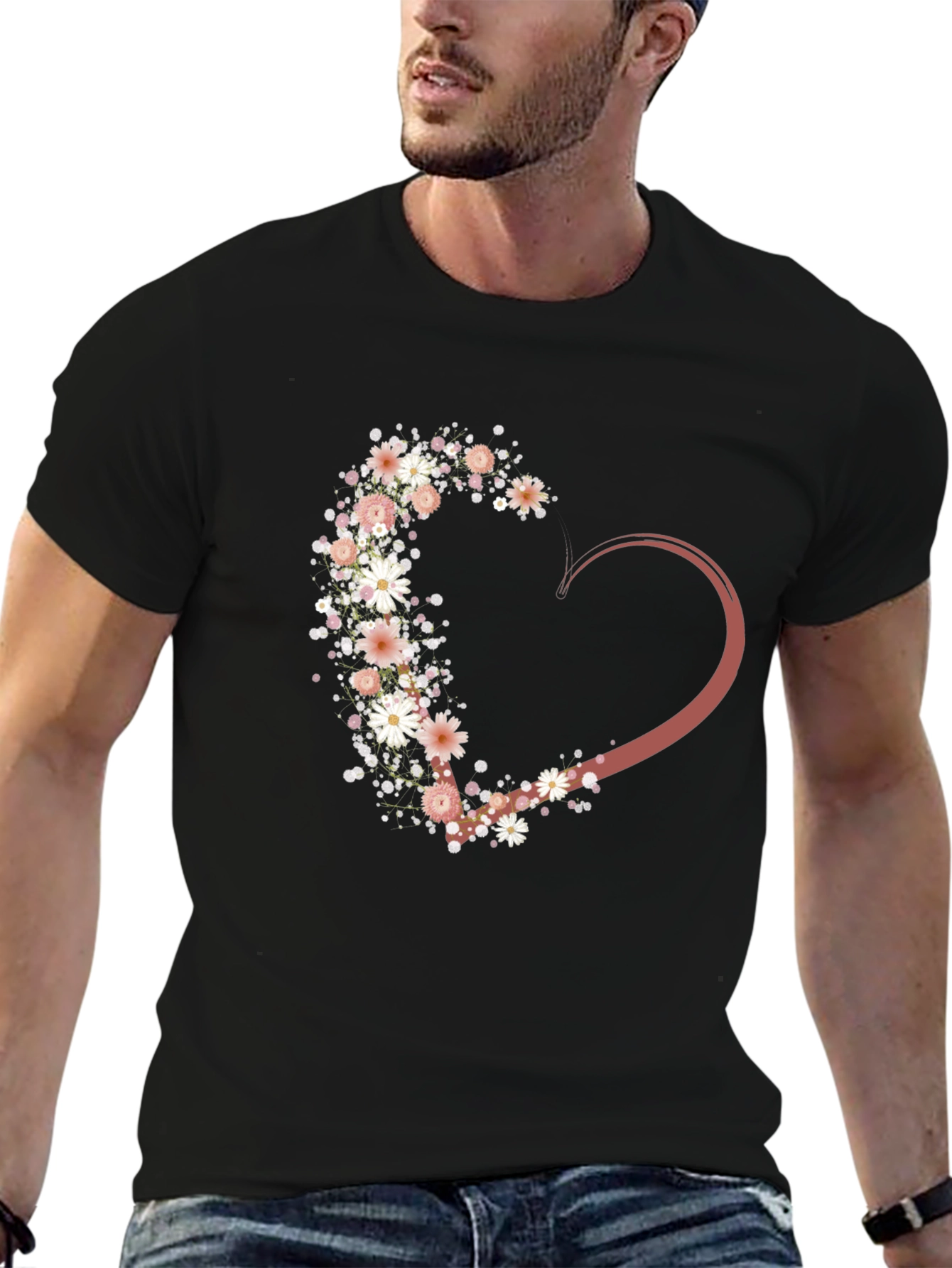 Floral Heart Graphic Tee - Stylish Casual Wear